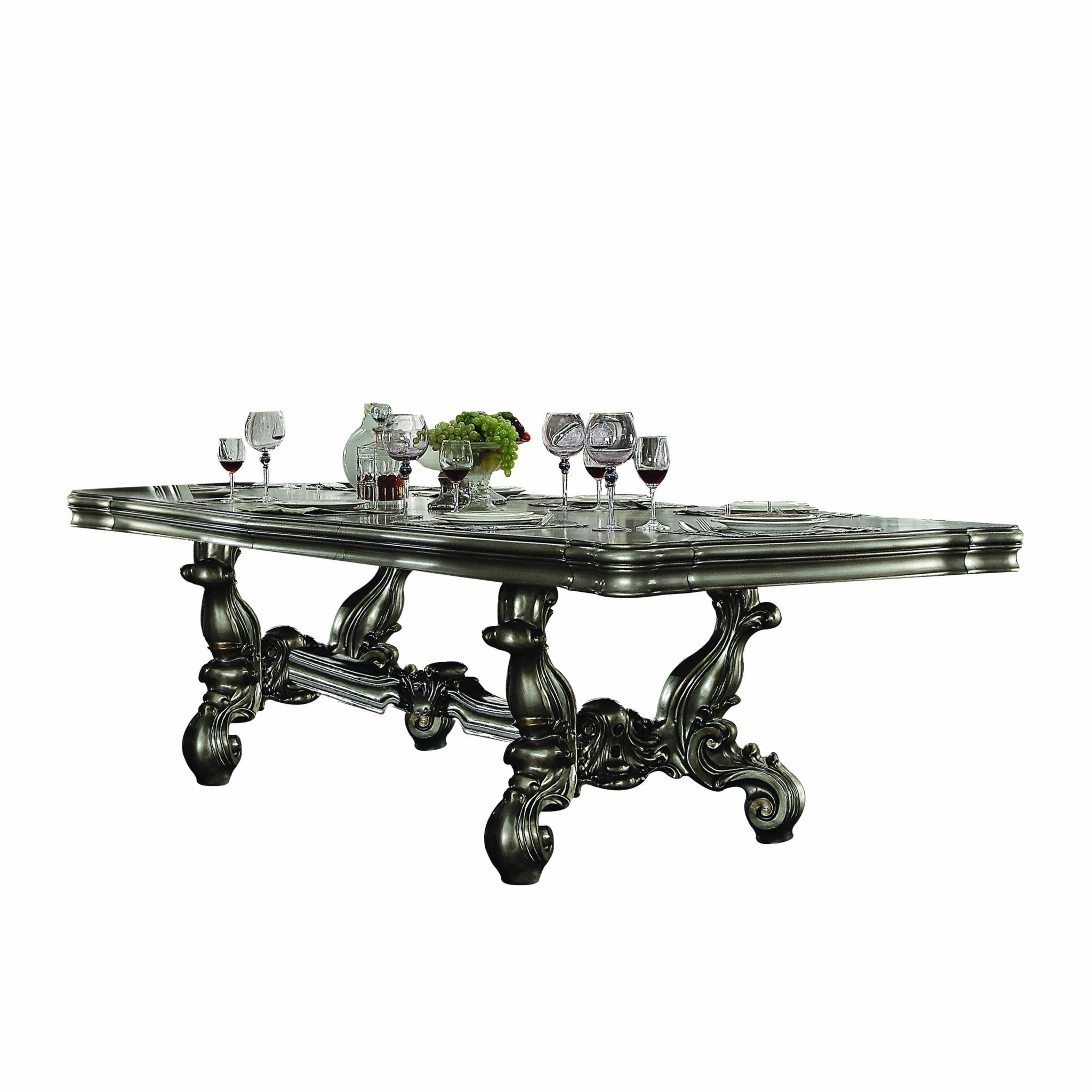 46' X 136' X 32' Antique Platinum Wood Poly Resin Dining Table (136'L)