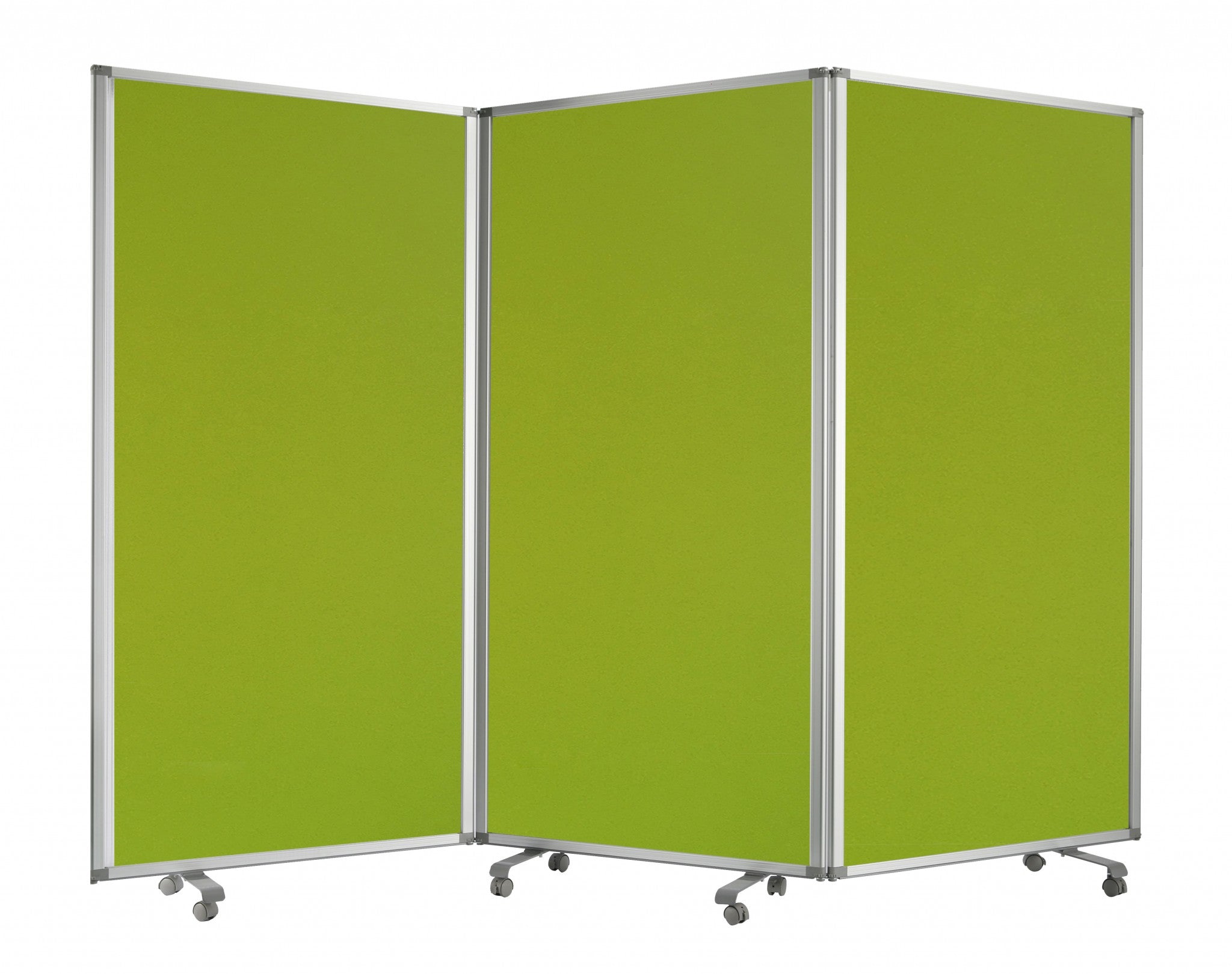 Green Rolling Three Panel Room Divider Screen