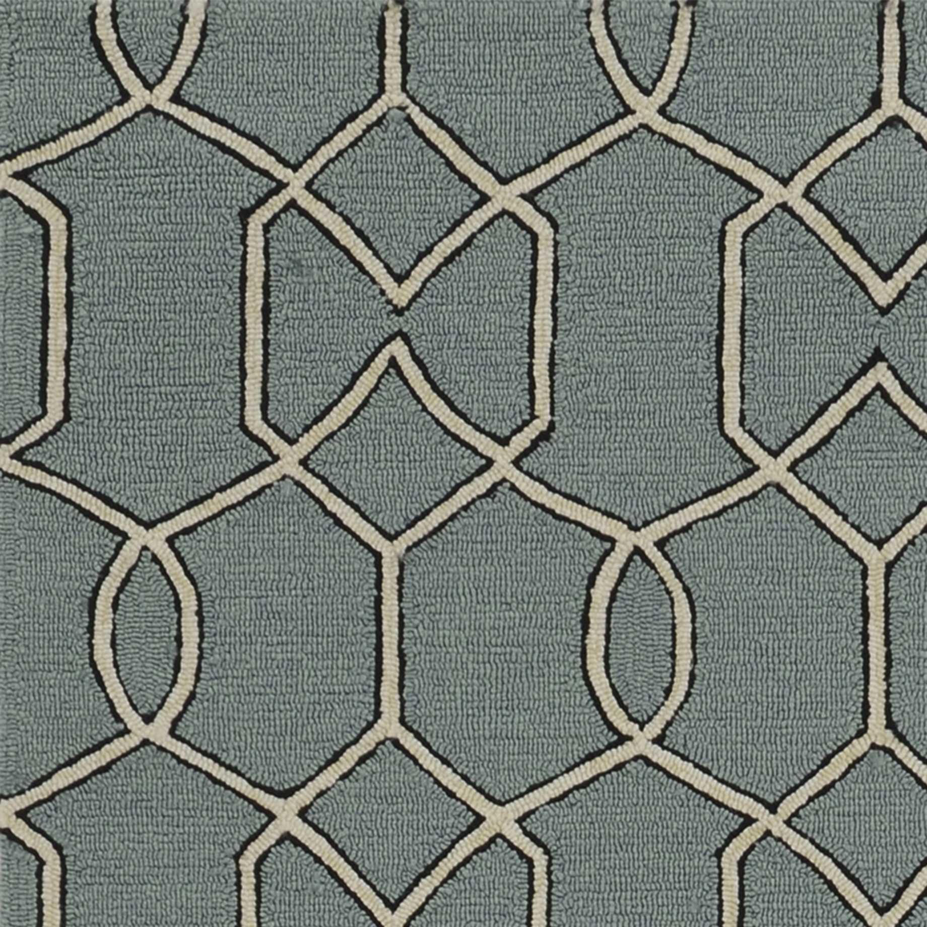 7'x10' Spa Green Hand Hooked UV Treated Trellis Indoor Outdoor Area Rug