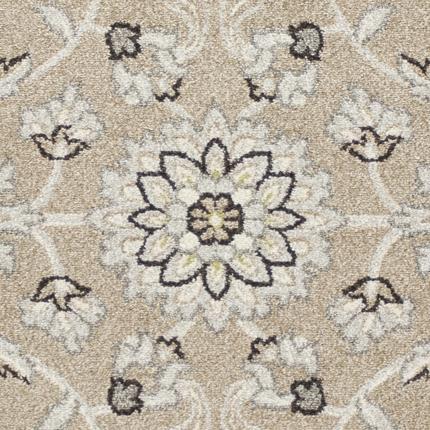 7'x10' Beige Grey Machine Woven UV Treated Floral Traditional Indoor Outdoor Area Rug