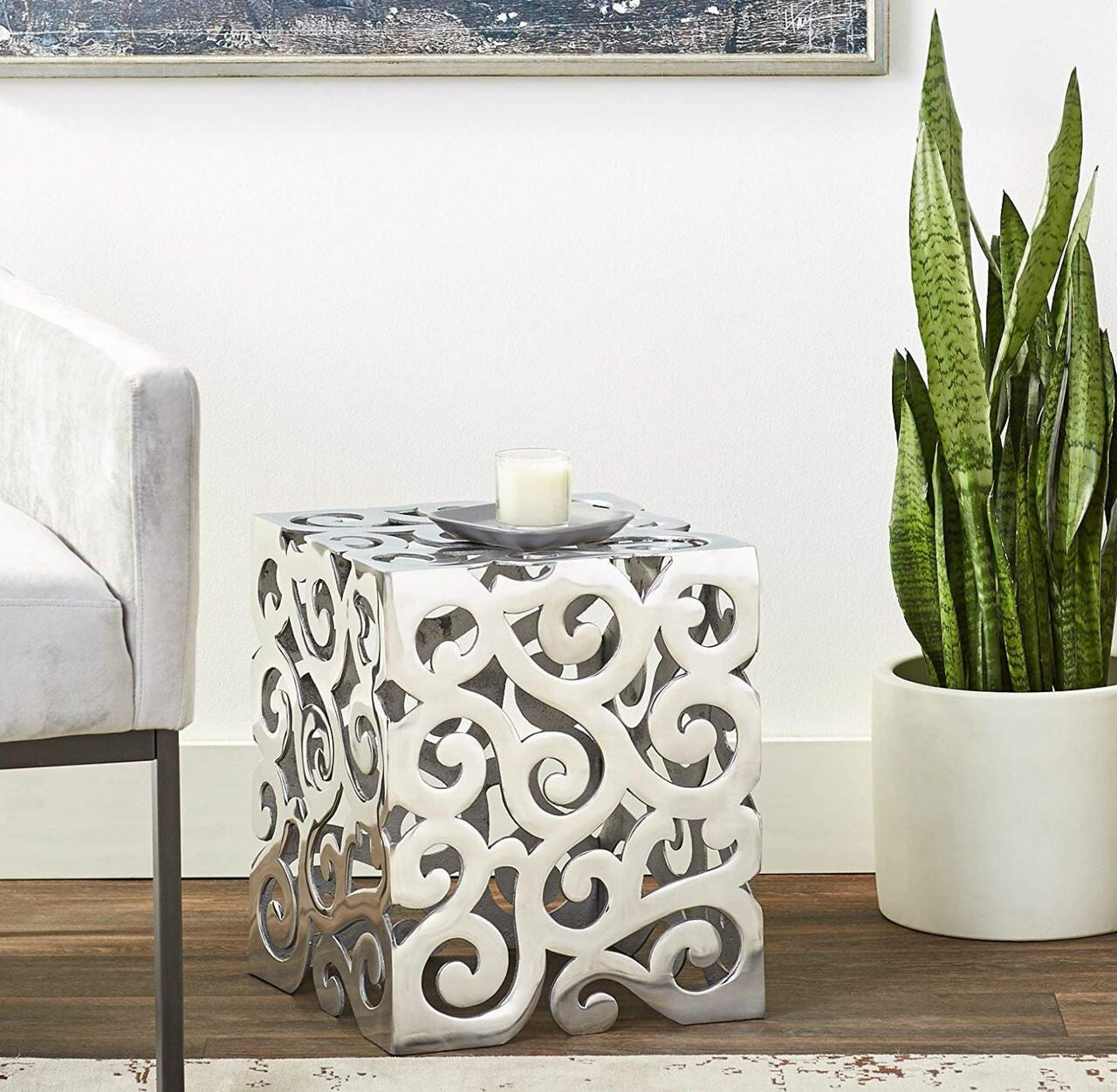 12' x 12' x 17 Buffed Paisley Square Stool