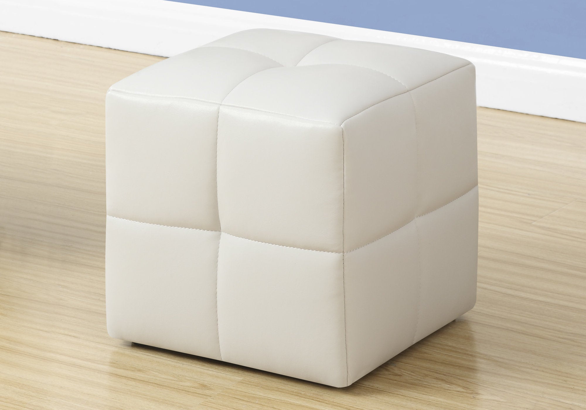 Set of 2 Kids White Leather Look  Ottomans