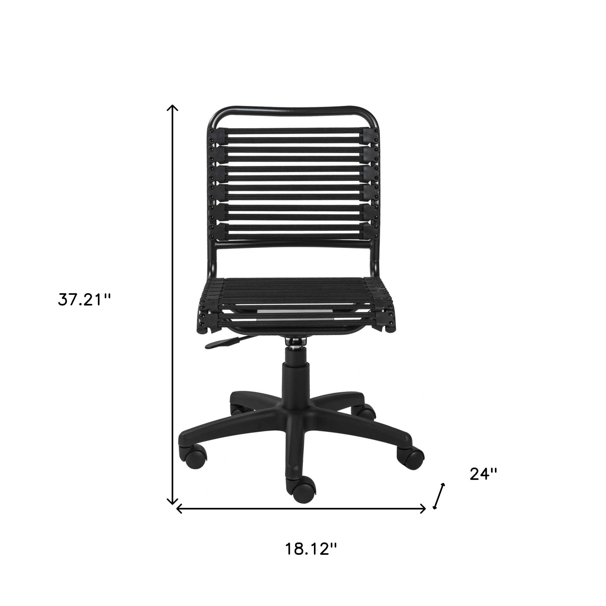 Black Flat Bungie Cord Low Back Rolling Office Chair