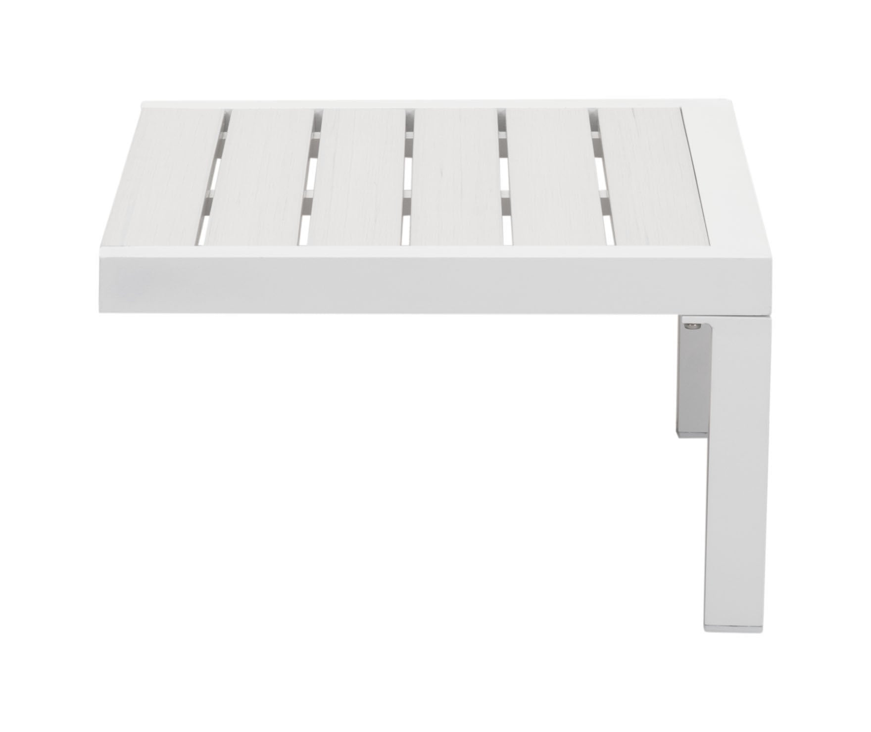 White Aluminum and Wood Side Table