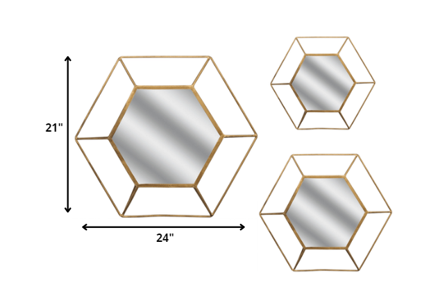 24' X 21' X 4' Hexagon Mirror (Set of 3)