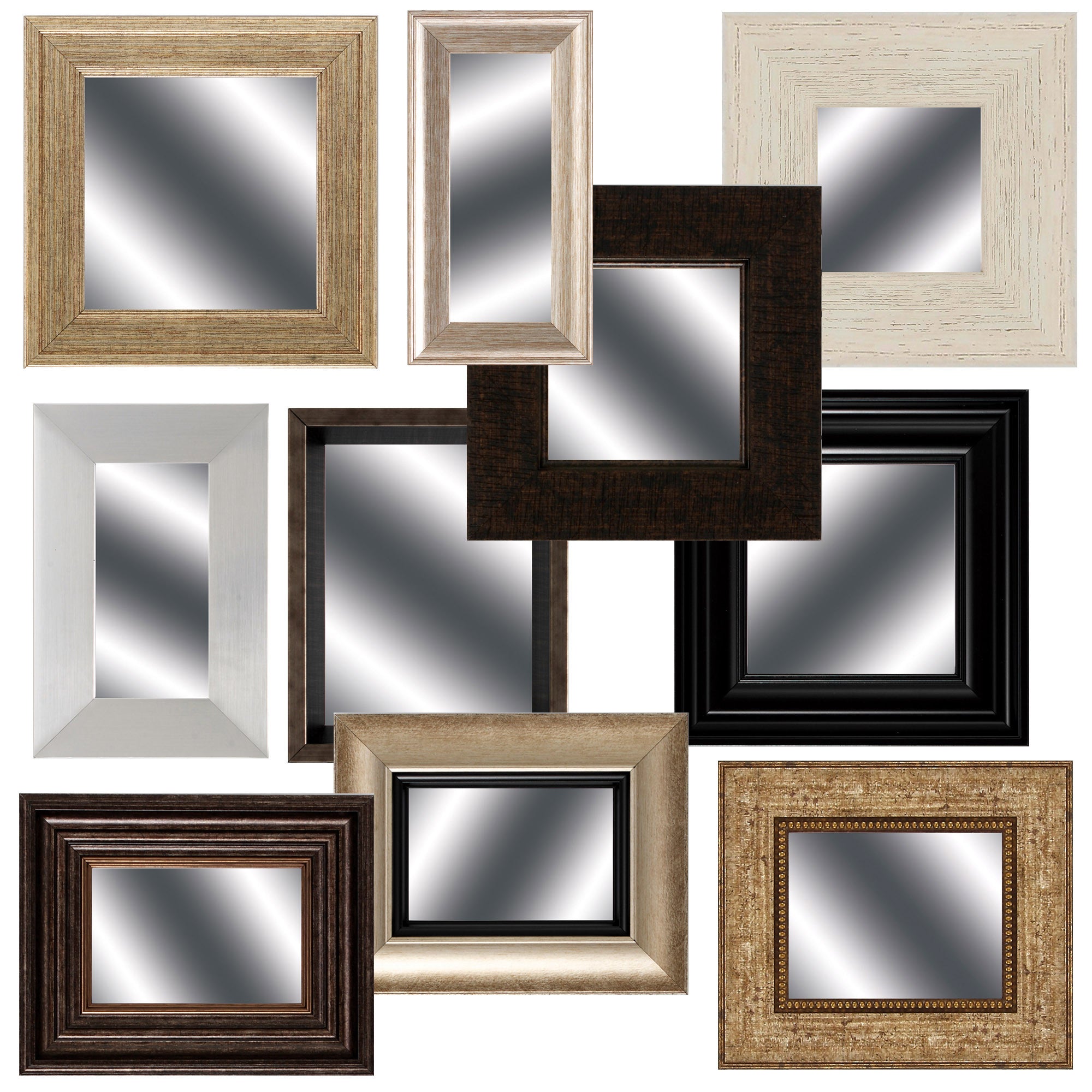 Set of 10 Mismatched Mirrors Wall Art