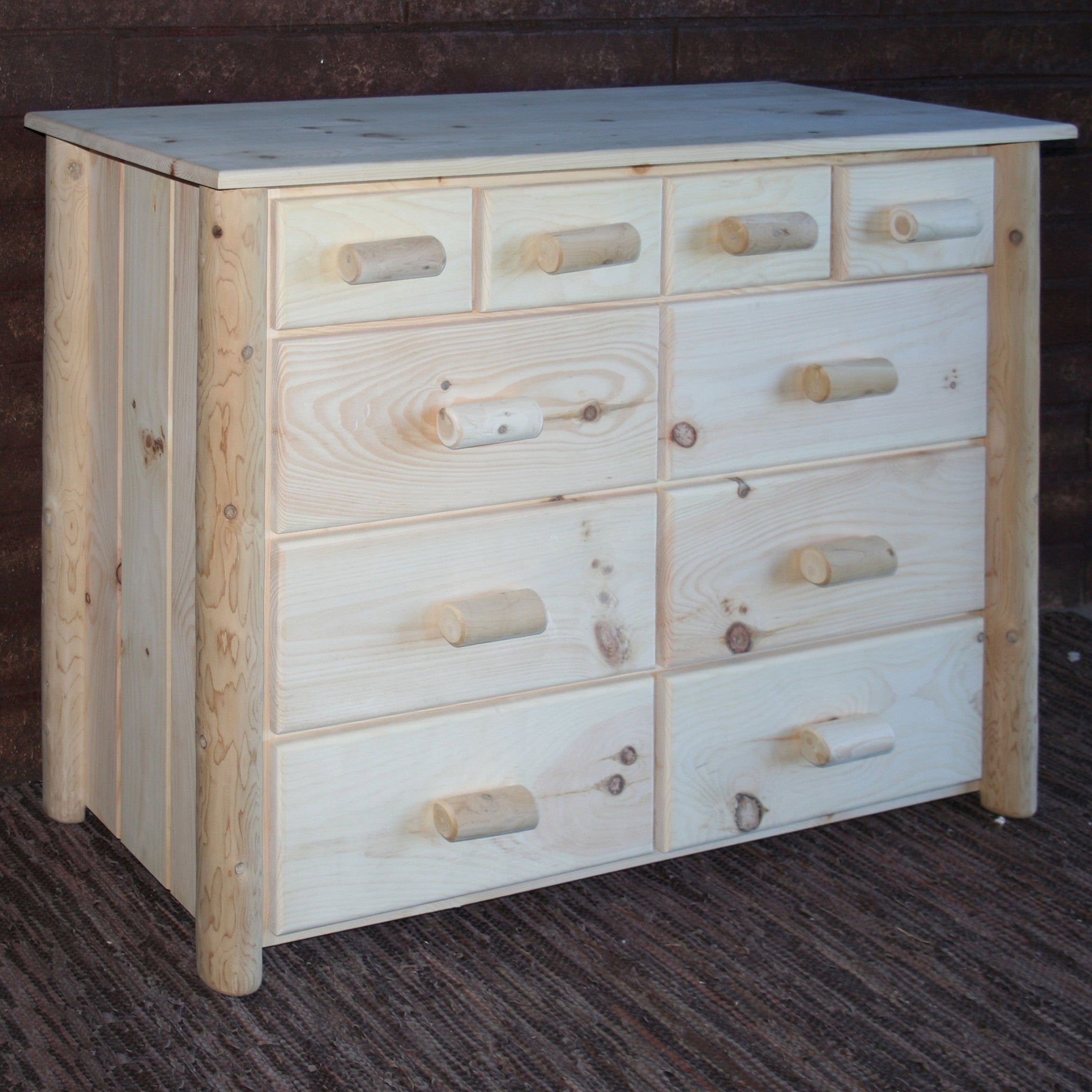 Natural Unfinished Wood Ten Drawer Dresser