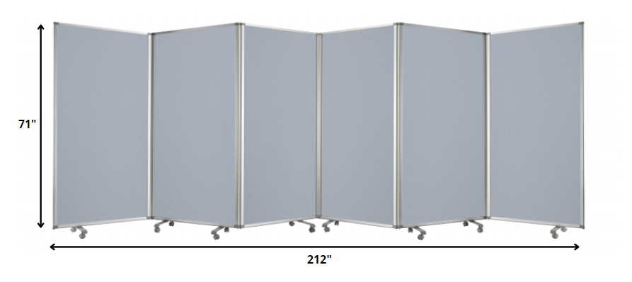 212 x 1 x 71 Metal Grey 6 Panel Screen