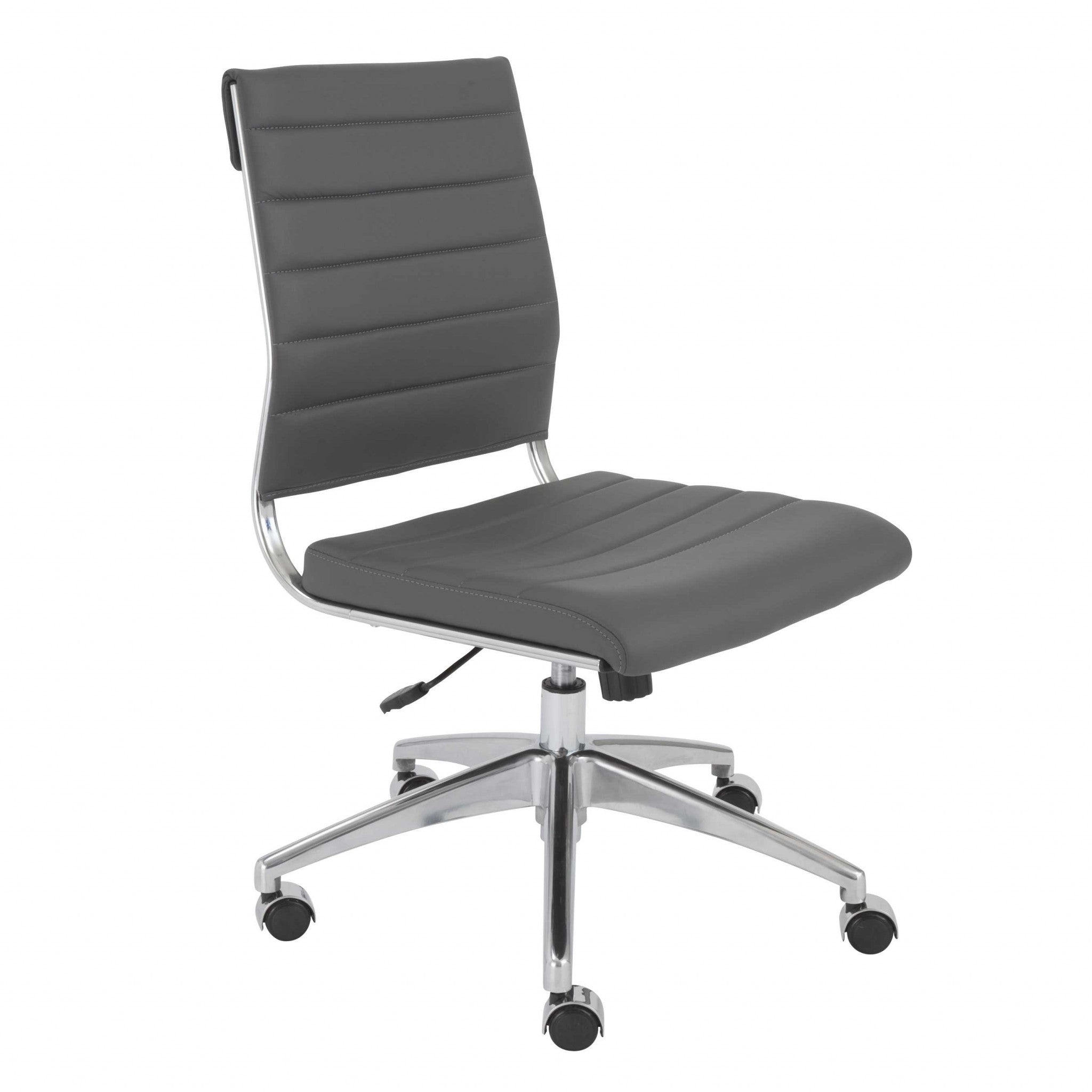 22.84" X 24.61" X 38.98" Armless Low Back Office Chair in Gray with Aluminum Base