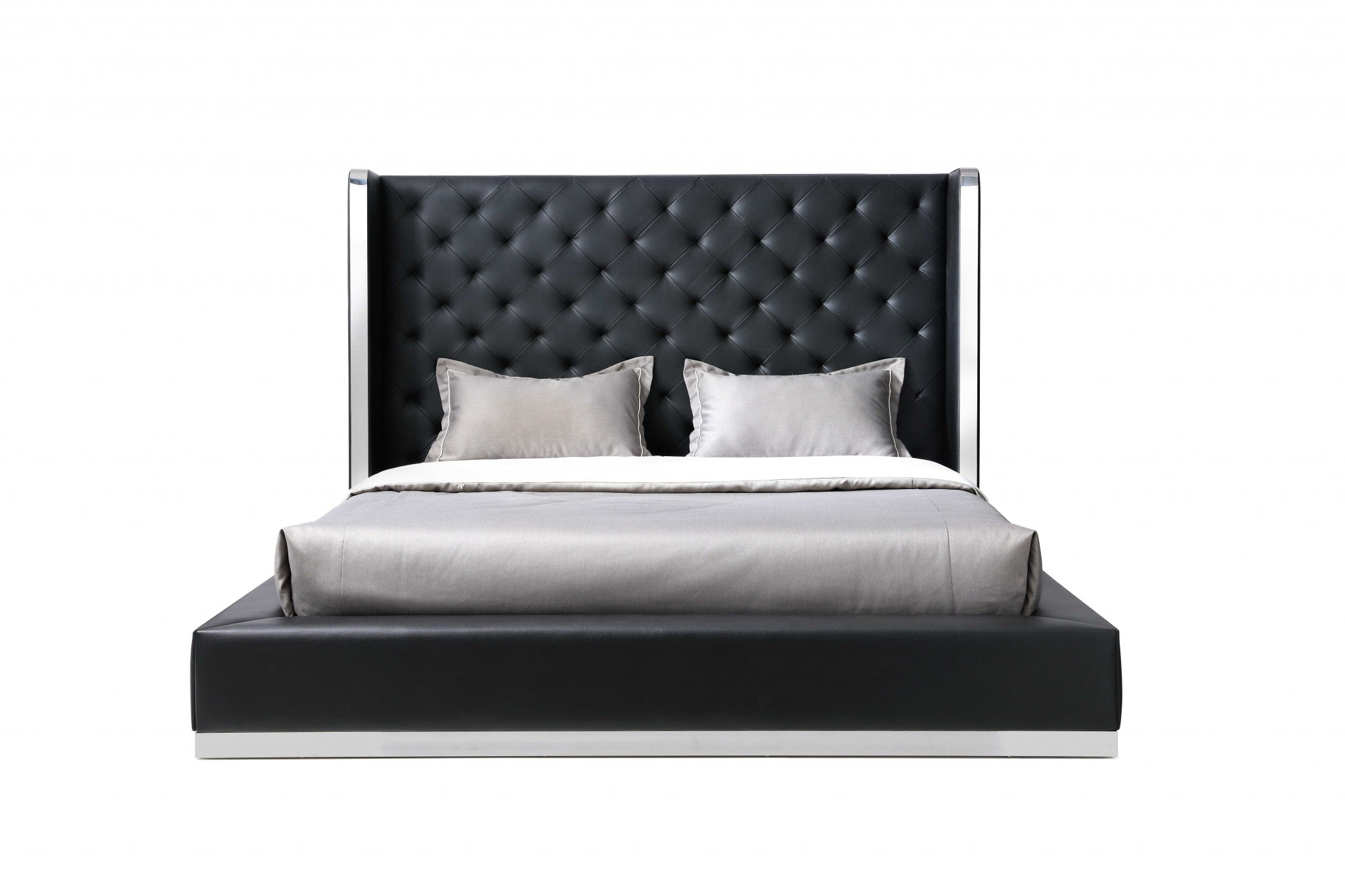 75 X 91 X 60 Black Faux Leather Queen Bed