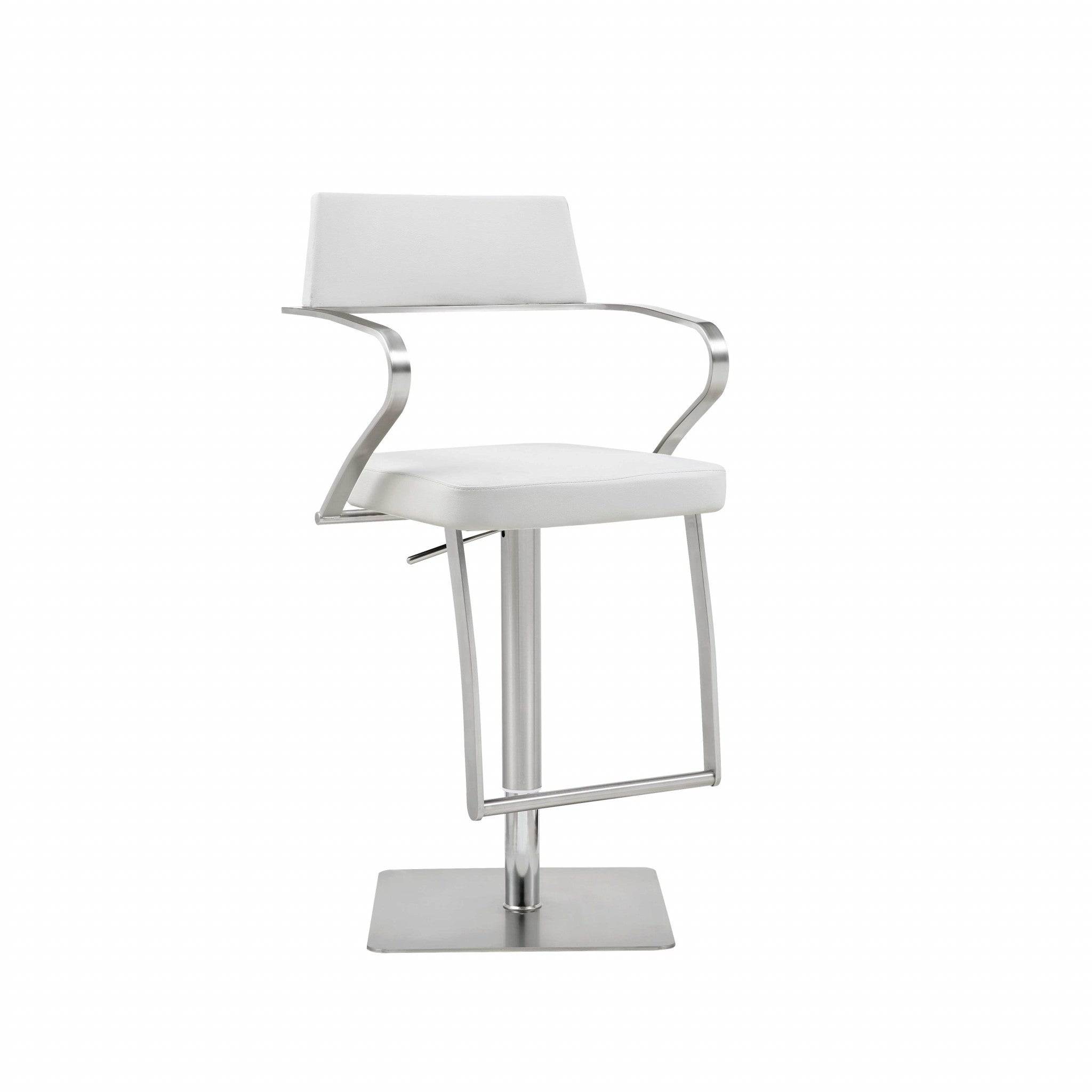 21 X 20 X 36-46 White Stainless Steel Bar Stool