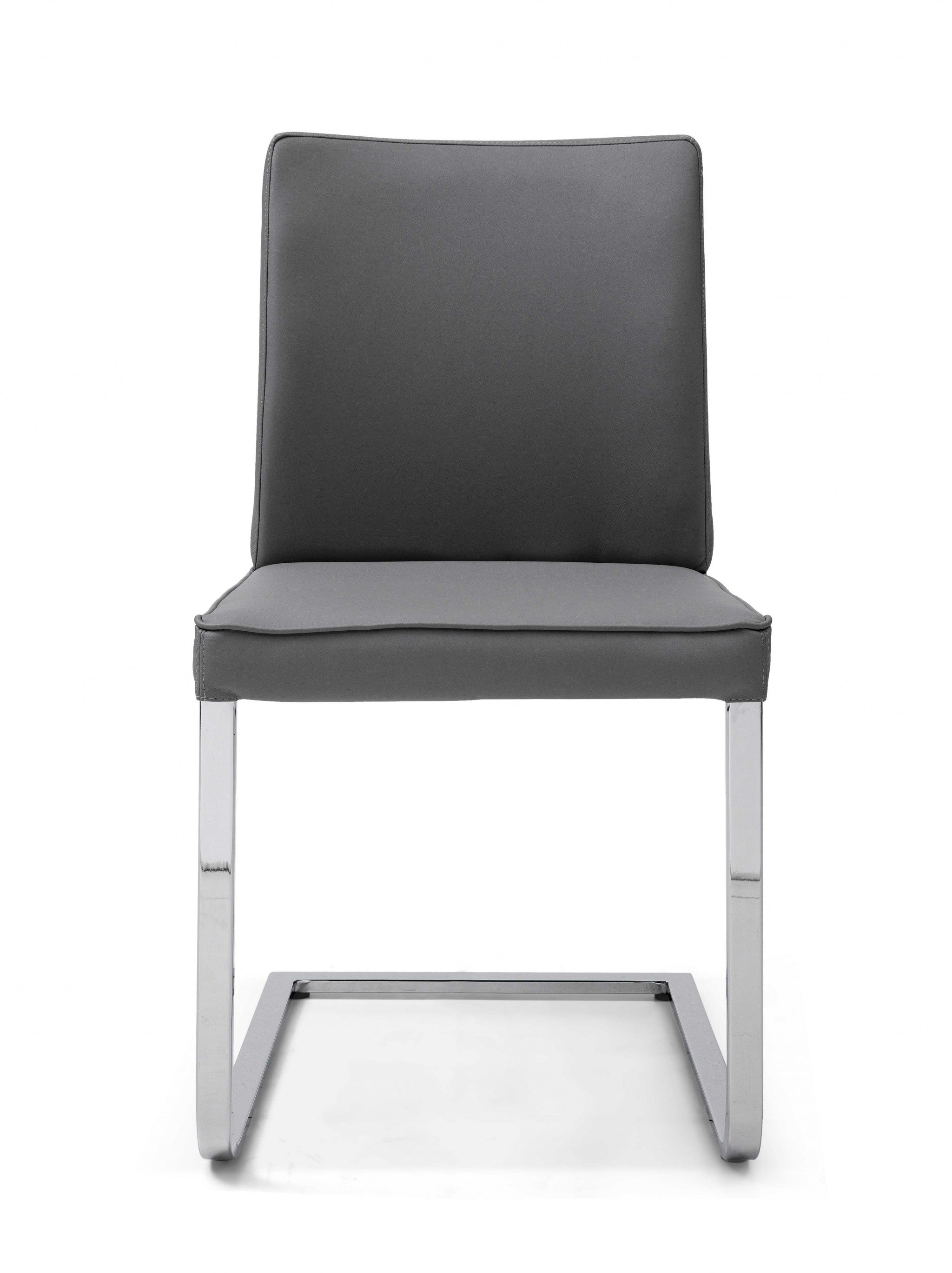 Gray Faux Leather and Chrome Dining Chair