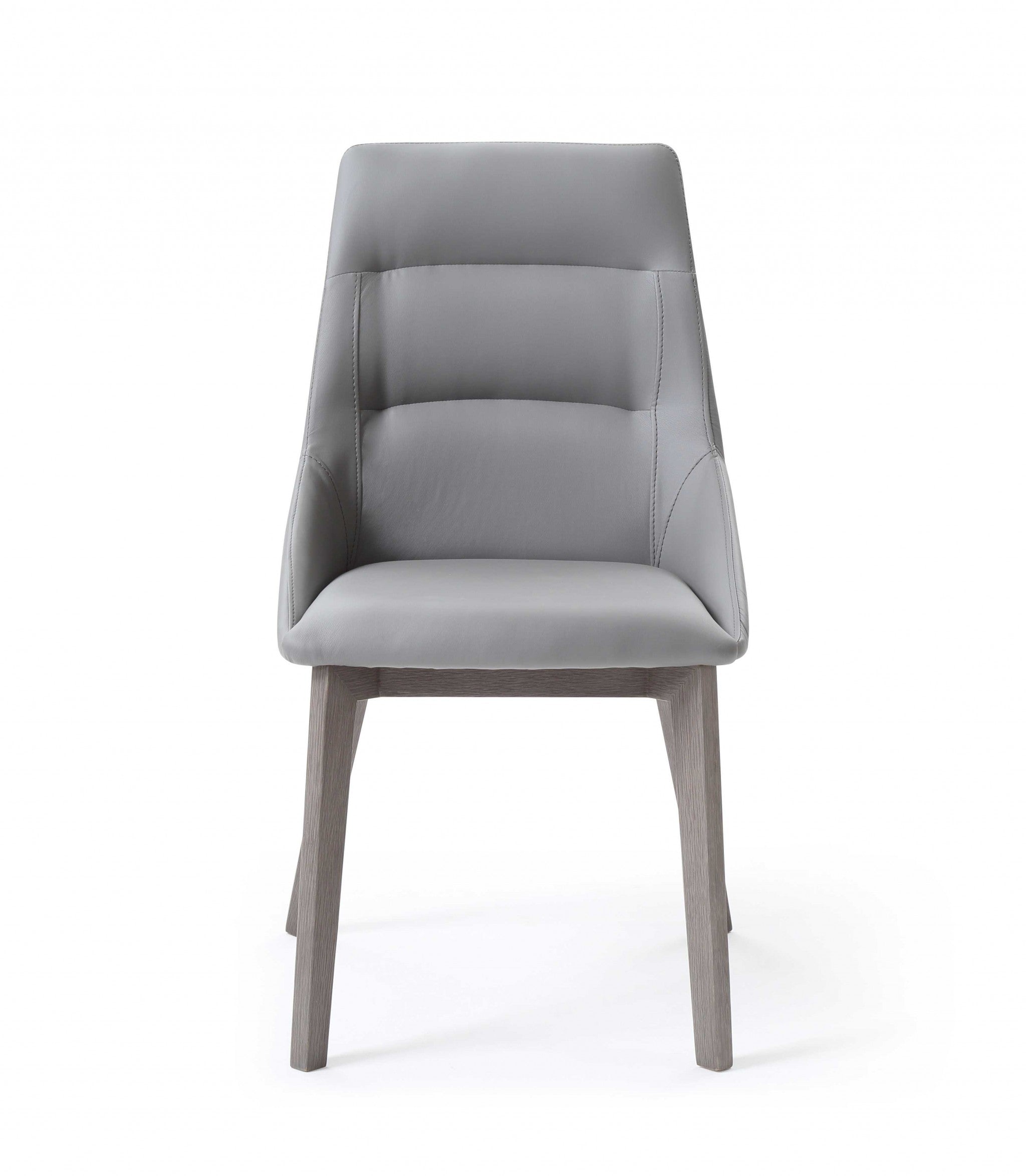 Set of 2 Grey Faux Leather Dining Chairs