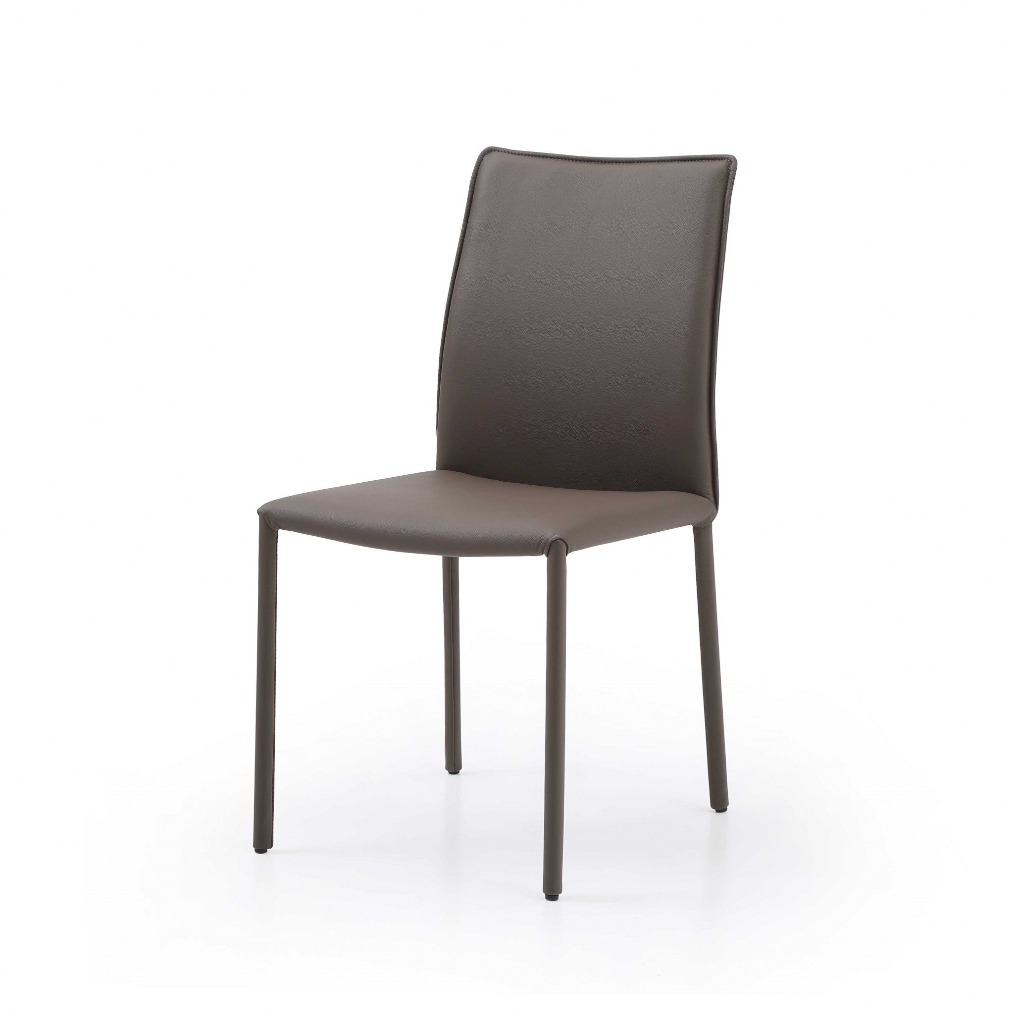 Taupe Faux Leather and Metal Dining Chair