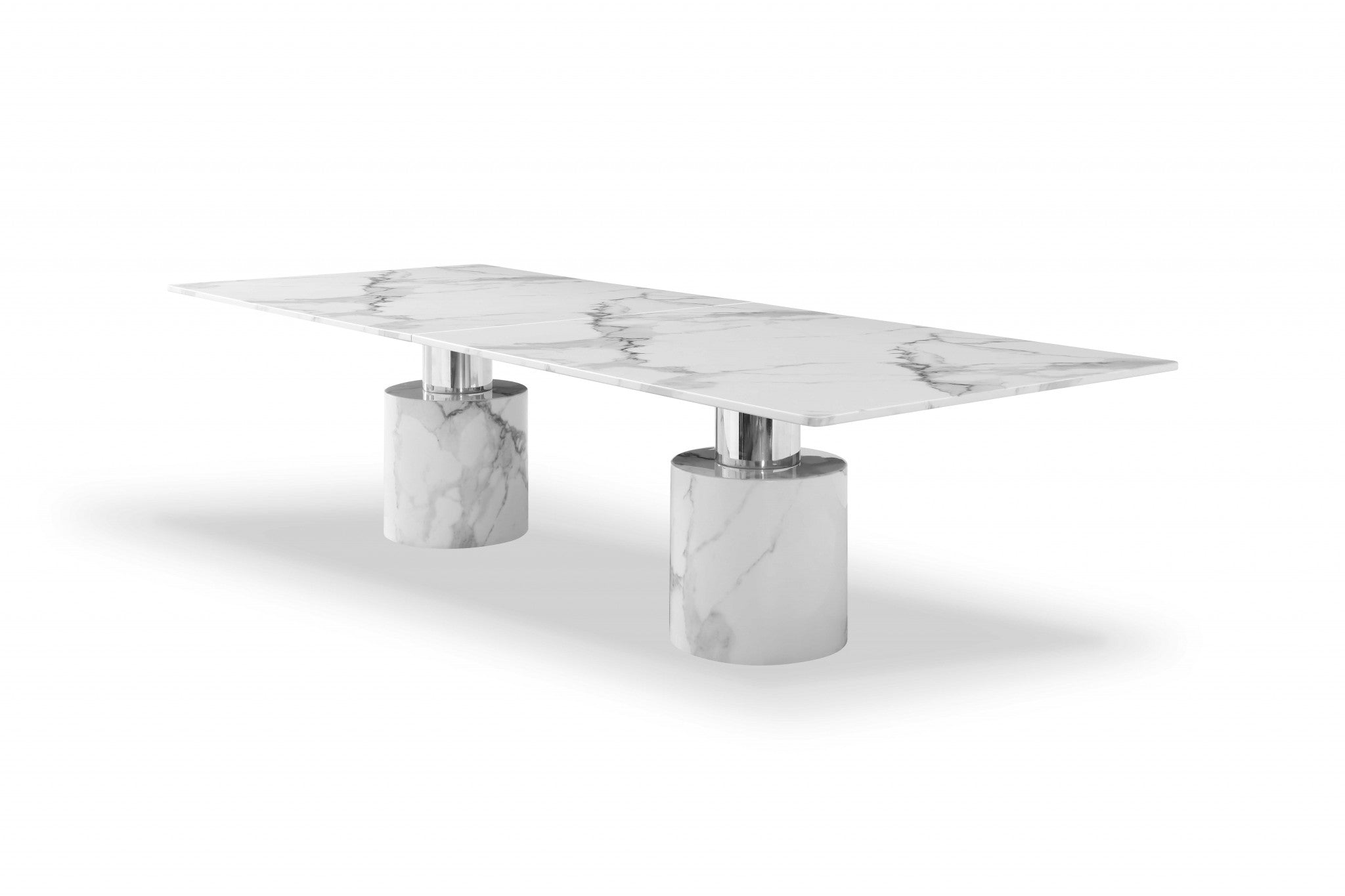 120 X 48 X 30 White Marble Stainless Steel Dining Table