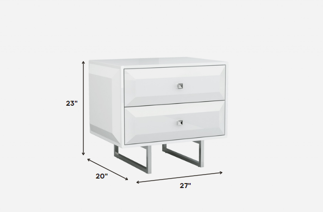 27 X 20 X 23 White Chrome Nightstand