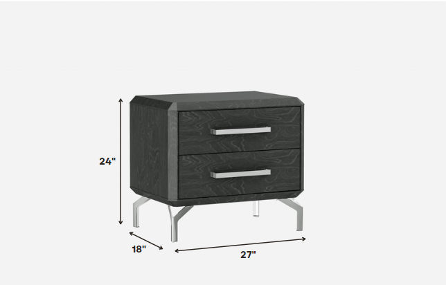 27 X 18 X 24 Grey Stainless Steel Nightstand