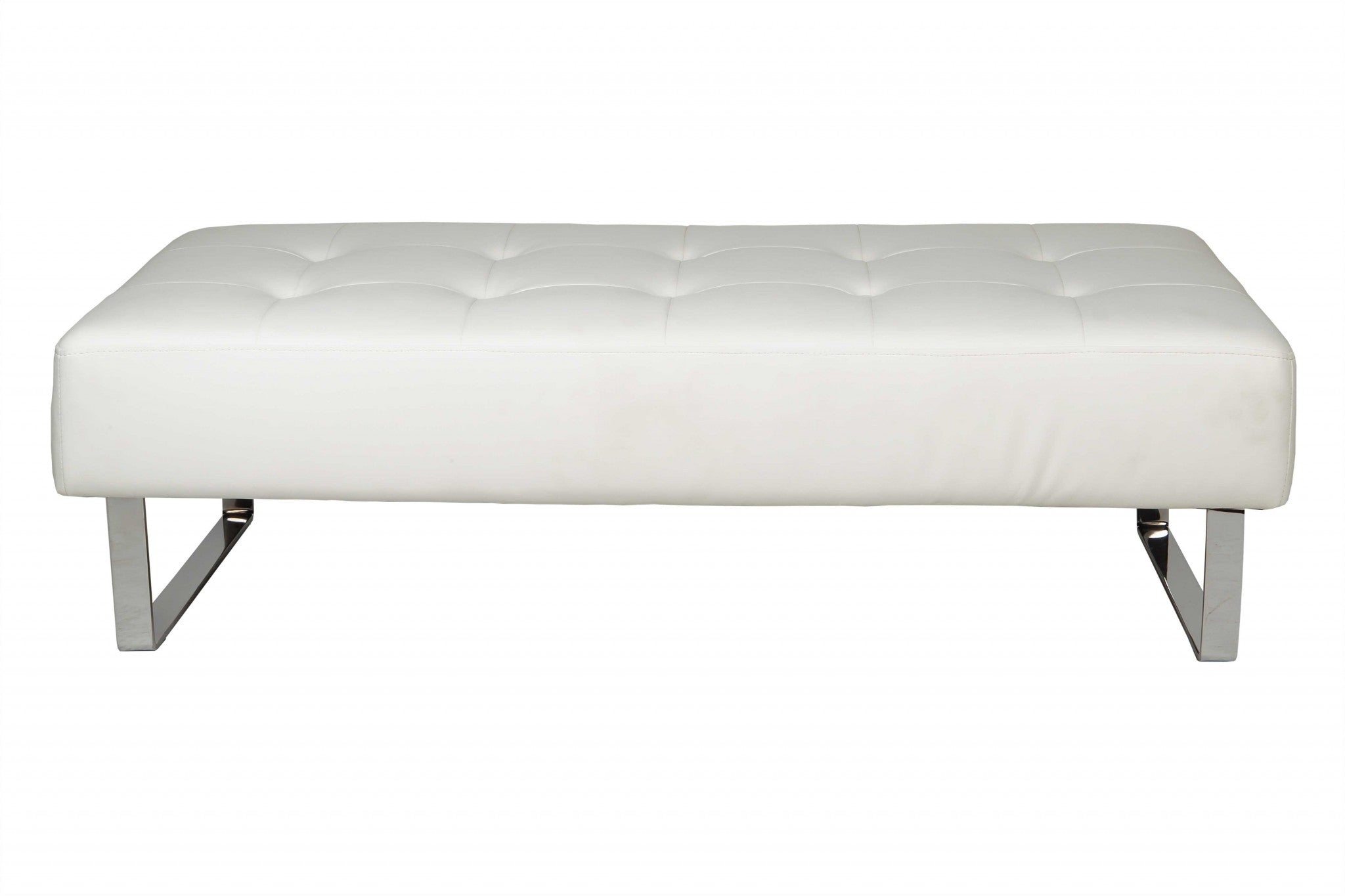 52 X 24 X 16 White Faux Leather Bench