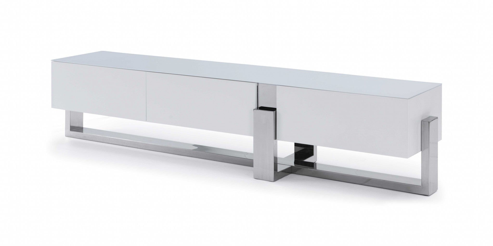 91 X 18 X 19 White Stainless Steel TV Unit