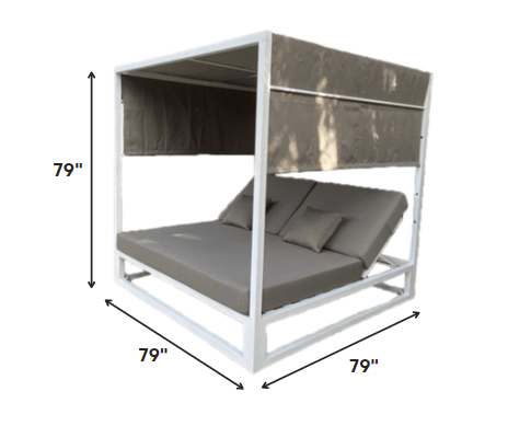 79 X 79 X 79 Taupe Fabric or Aluminum Love Seat