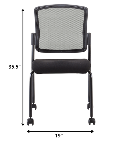 Black Mesh Fabric Rolling Guest Chair