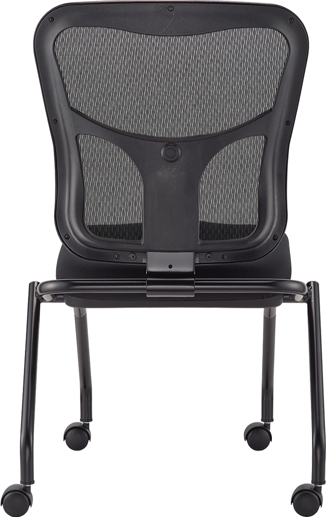 Set of 2 Ergonomic Black Mesh Rolling Guest Chairs