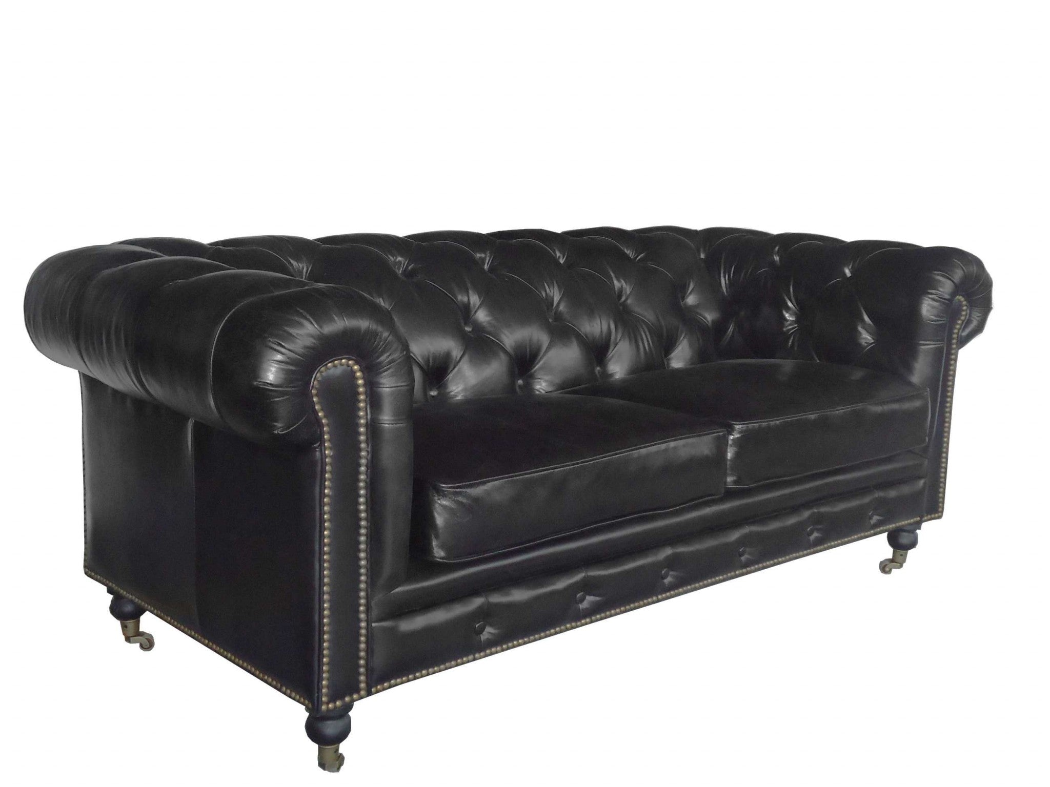 Black Leather Classic  Sofa 2 Places