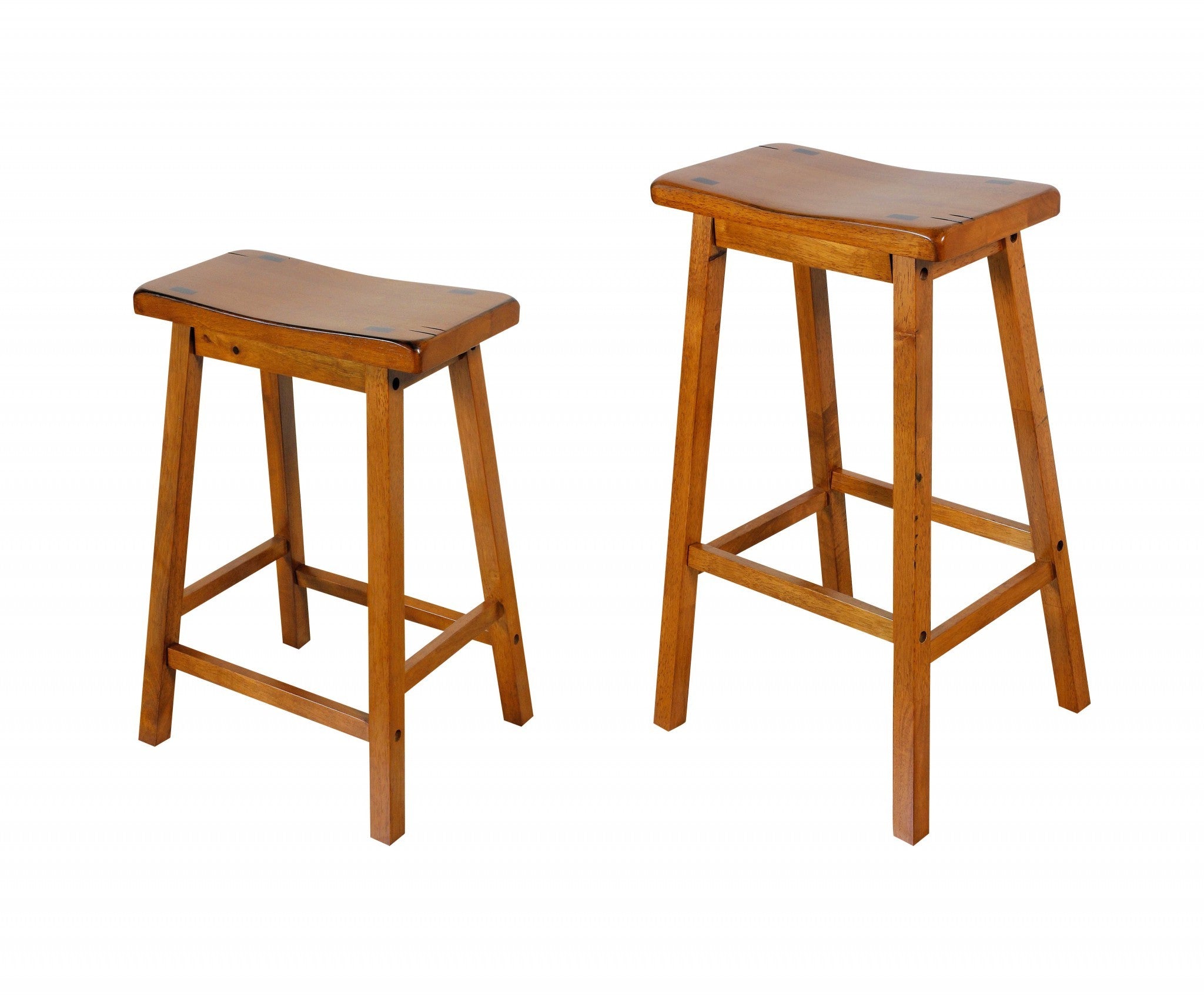 Oak Wooden Counter Height Set of 2 Stools