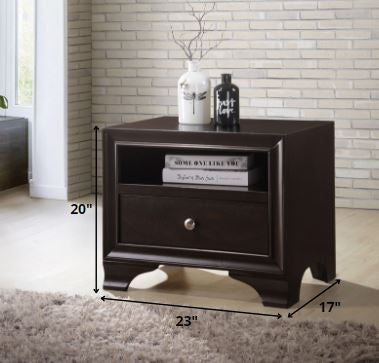 Espresso Wood Finish One Drawer Nightstand