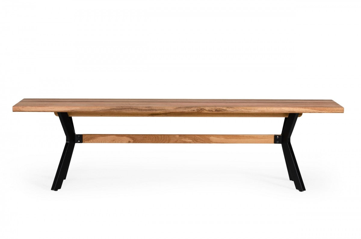 Modern Solid Drift oak Bench with Black Powder coated metal legs