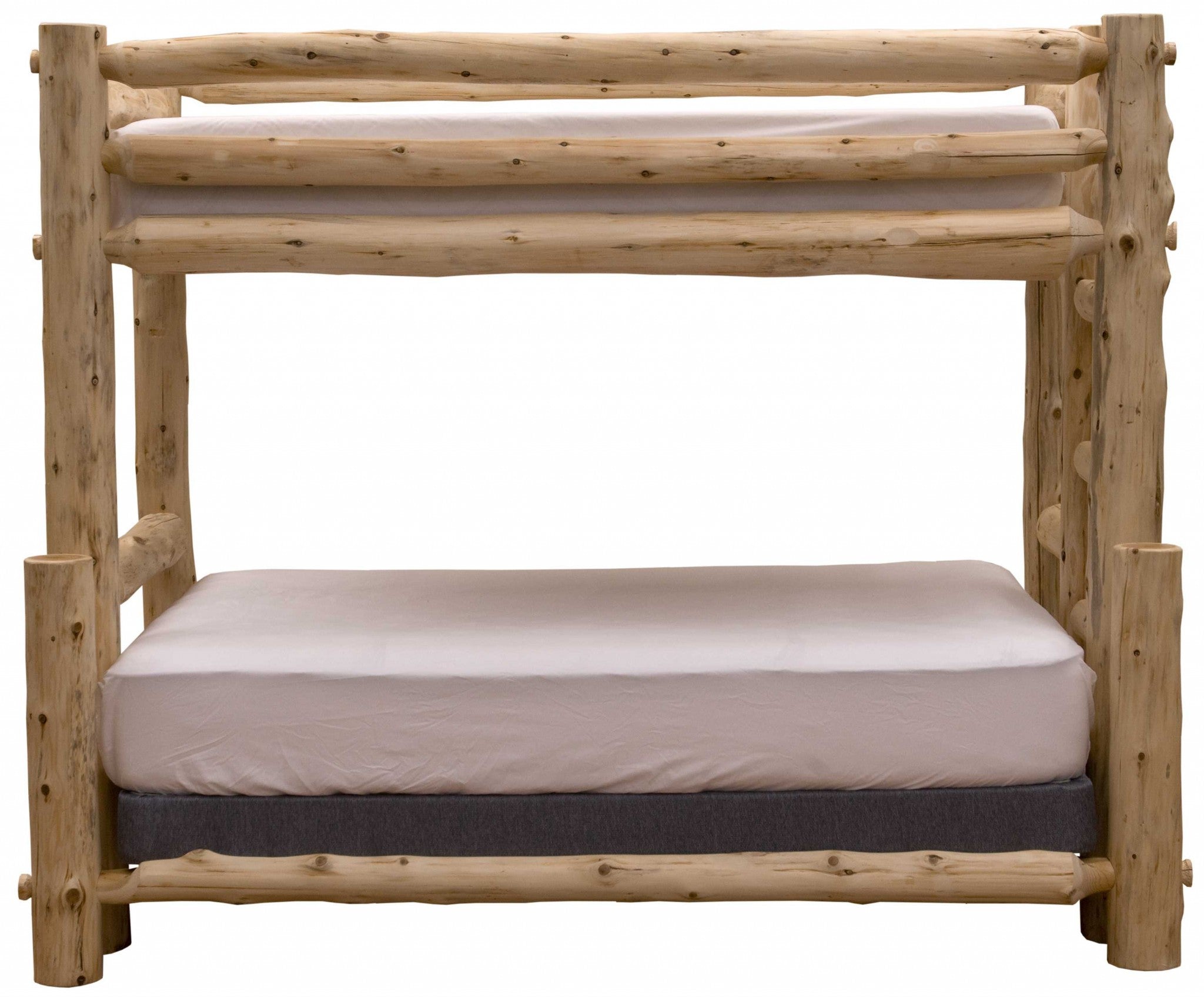 Rustic and Natural Cedar Double and Single Ladder Left Log Bunk Bed