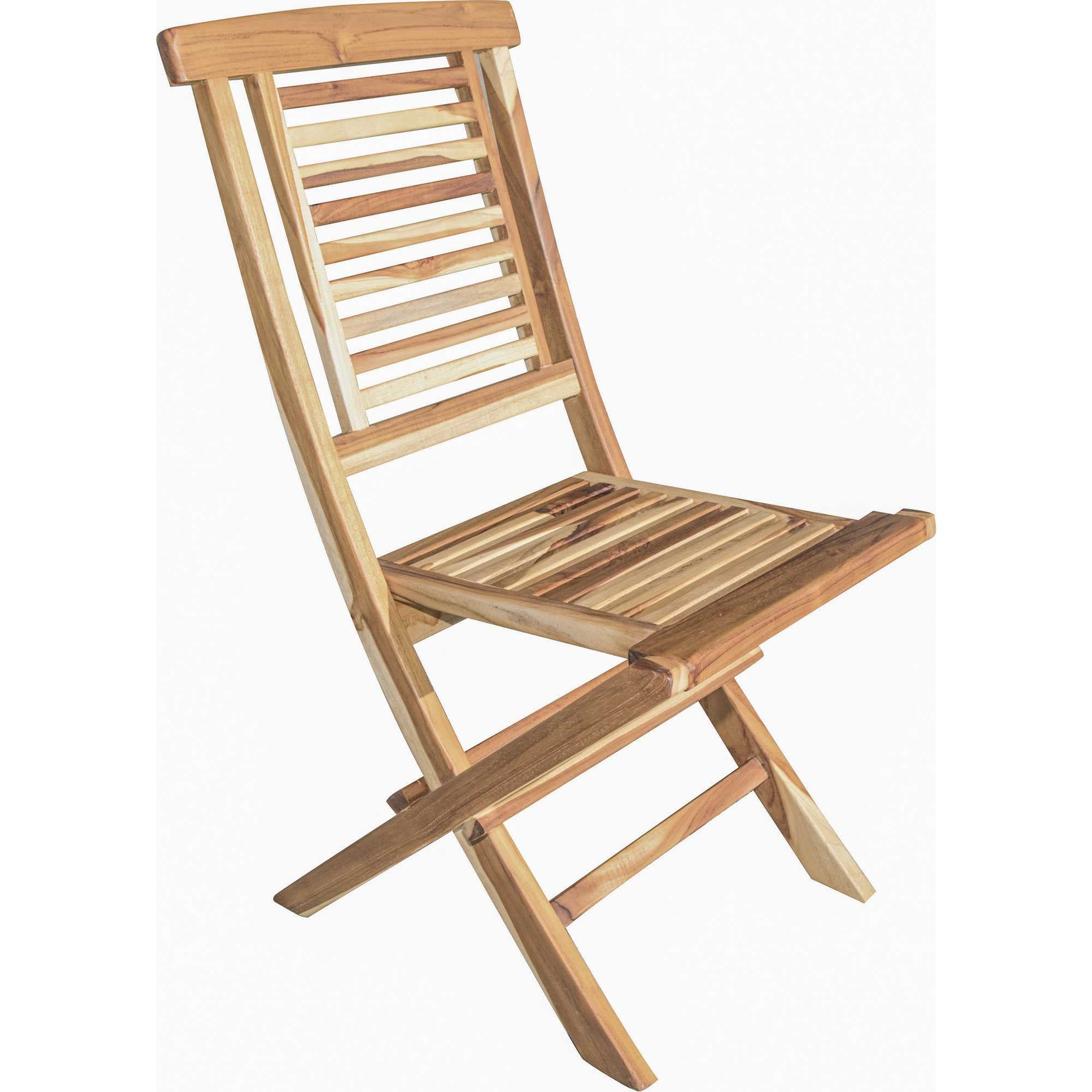 Natural Teak Stripe Back Folding Dining Chair