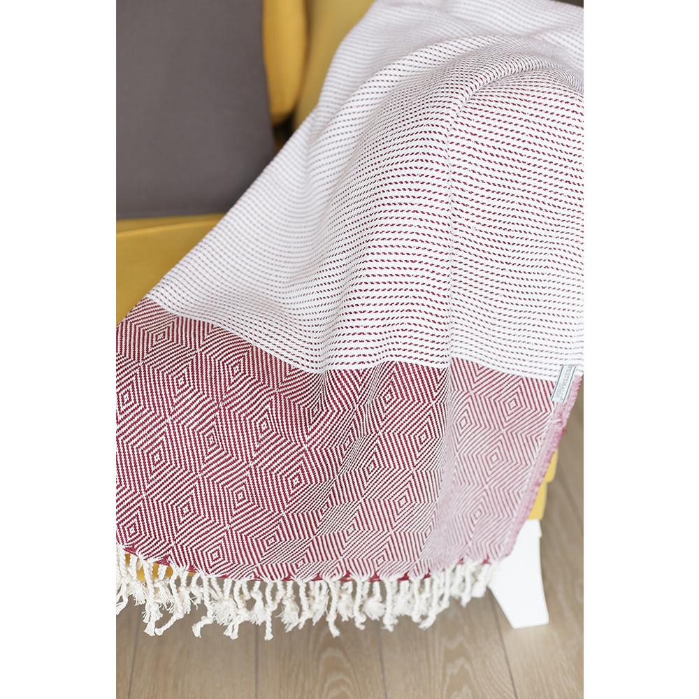 70" Turkish Cotton Handwoven Throw Blankets in Red