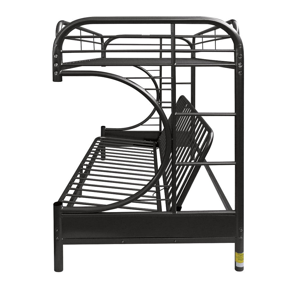 Black Metal Twin over Full Bunk Bed with Built in side Laddders