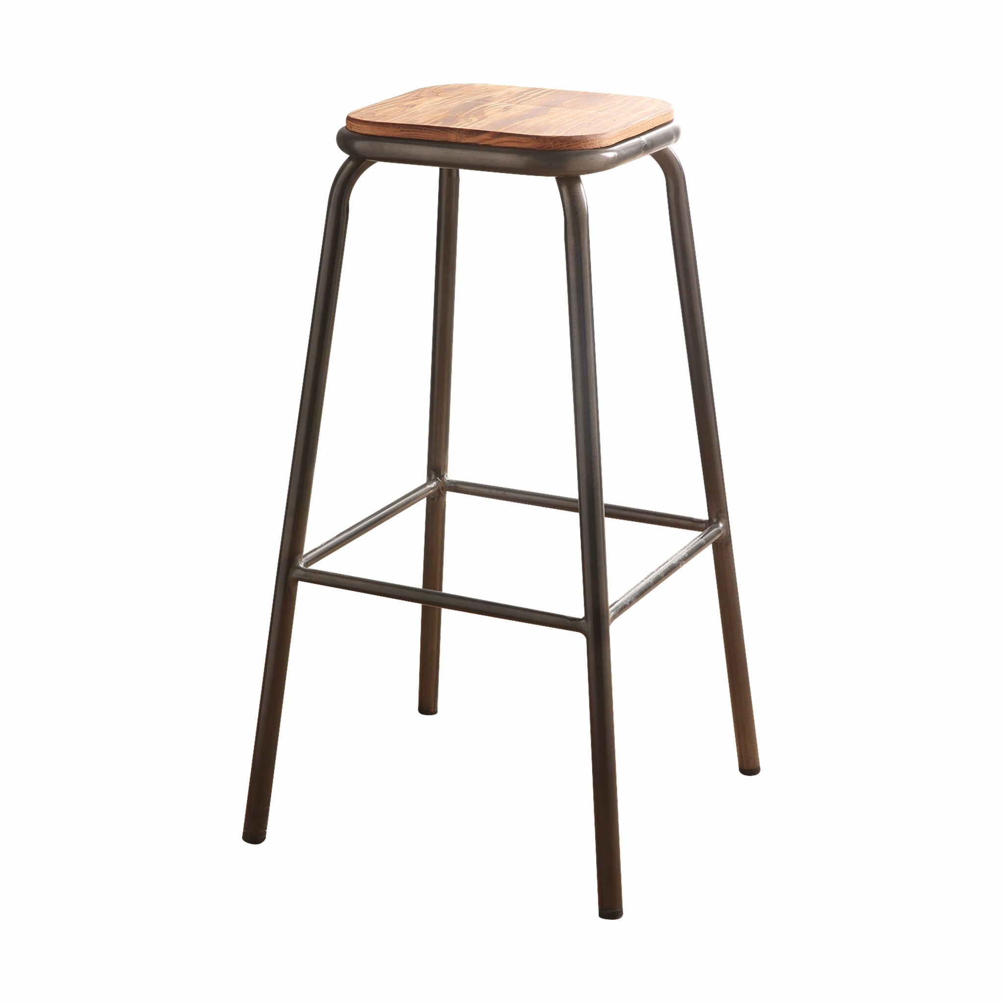 Set of 2 30' Gunmetal and Natural Backless Stools