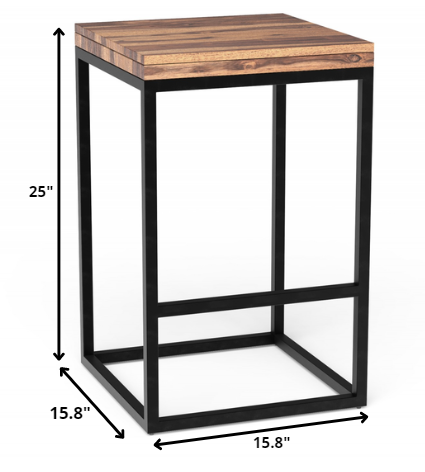 Squared Off Natural Wood Stool