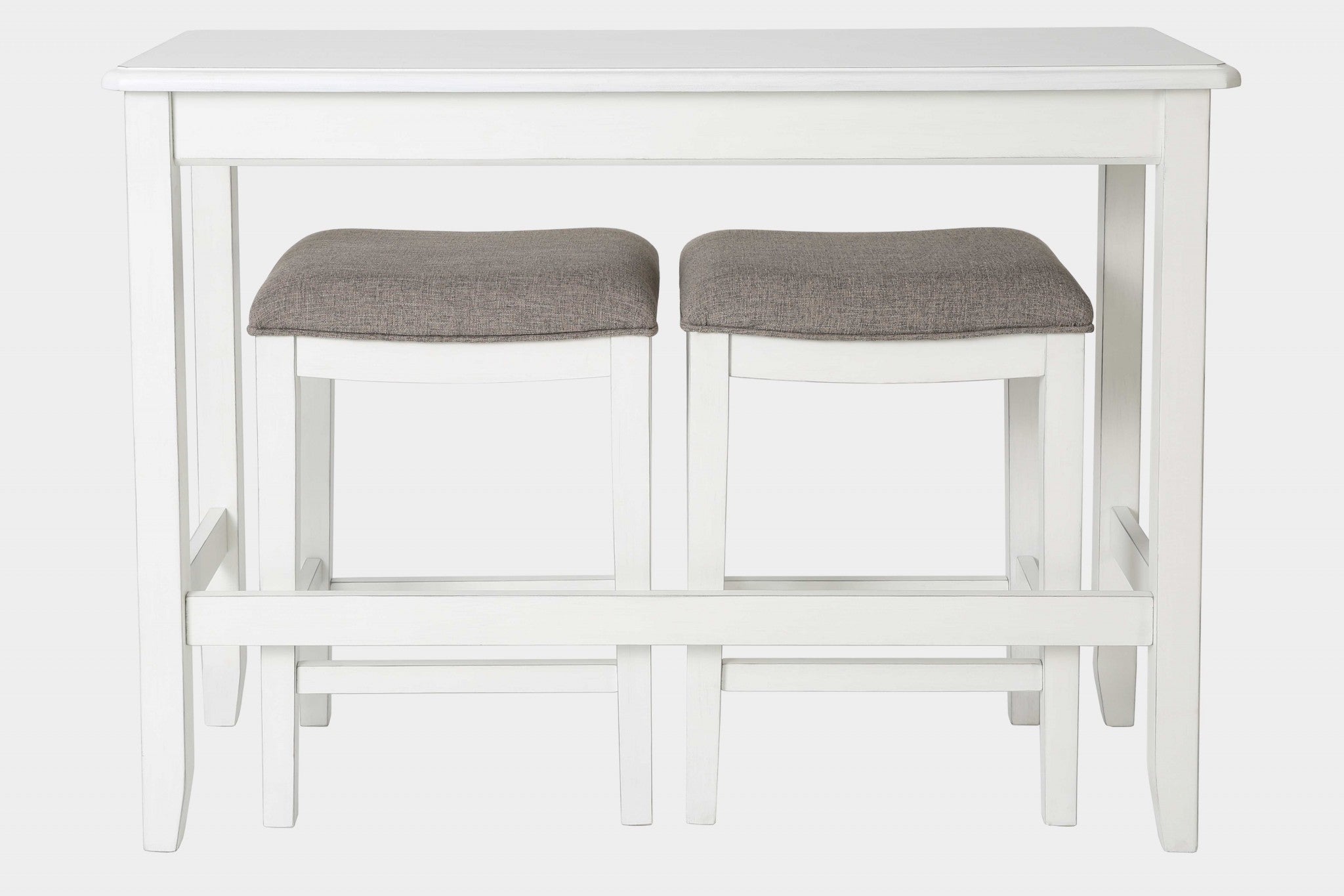 Perfecto White Finish Sofa table with Two Bar Stools