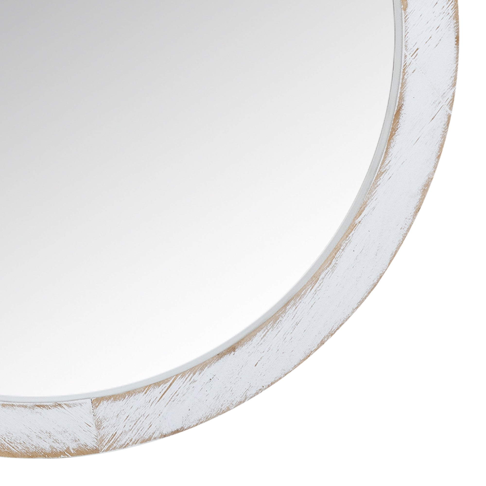 Modern Farmhouse Rustic White Wash Round Wall Mirror