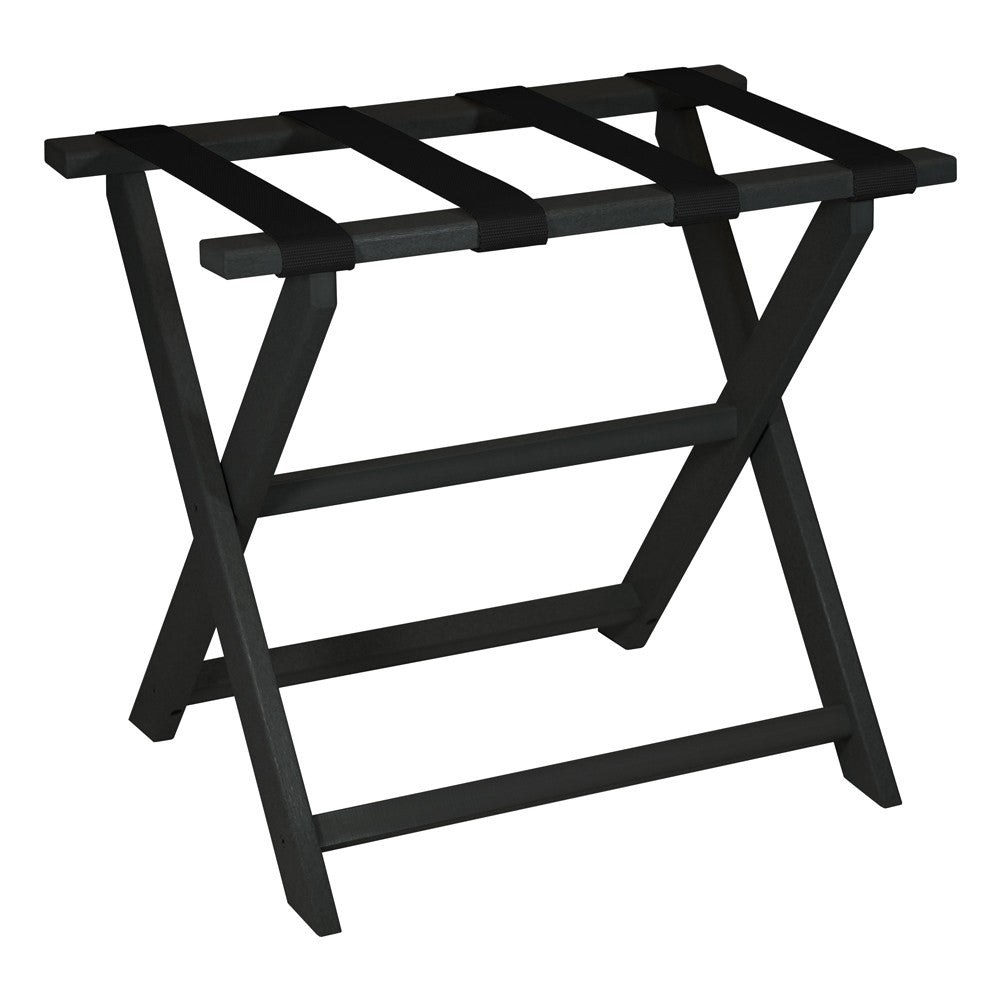 Earth Friendly Black Folding Luggage Rack with Black Straps