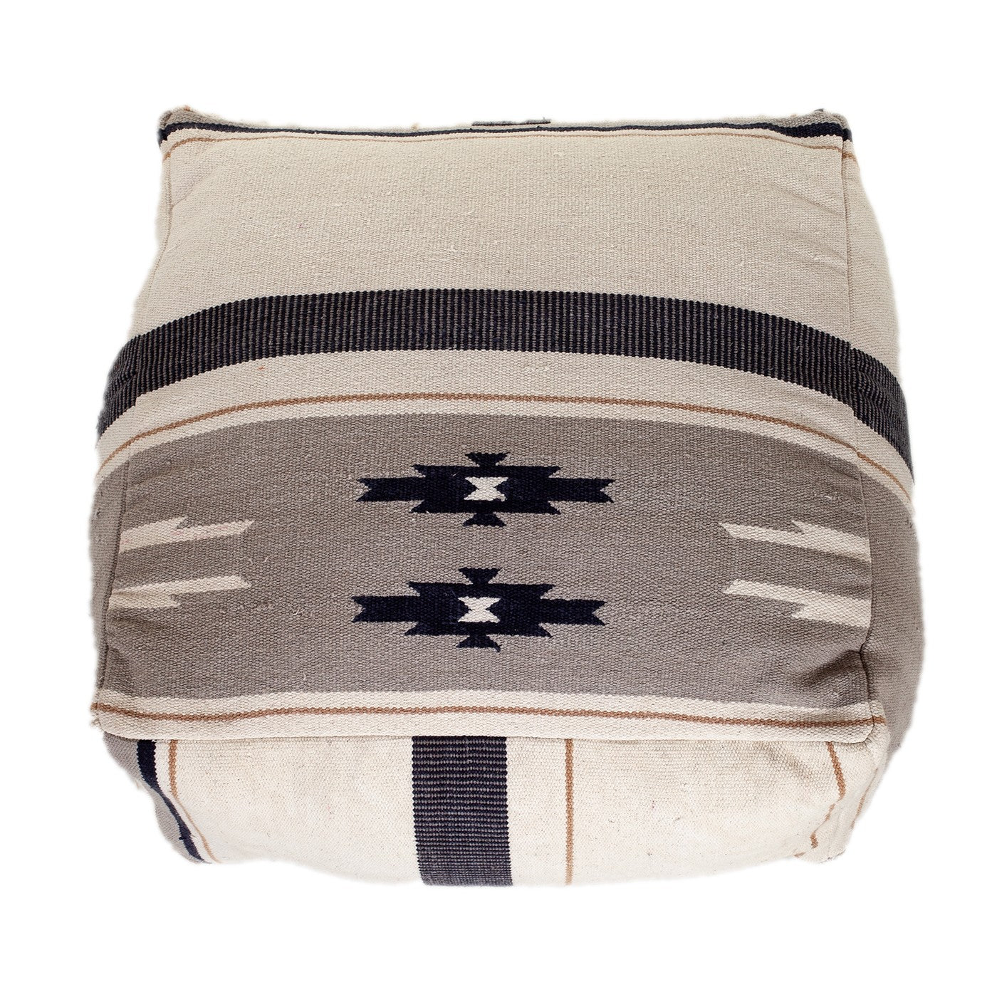 Aztec Gray Navy and Beige Pouf