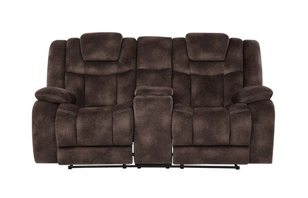 Chocolate Power Reclining Loveseat with Adjustable Power Headrest and USB Port