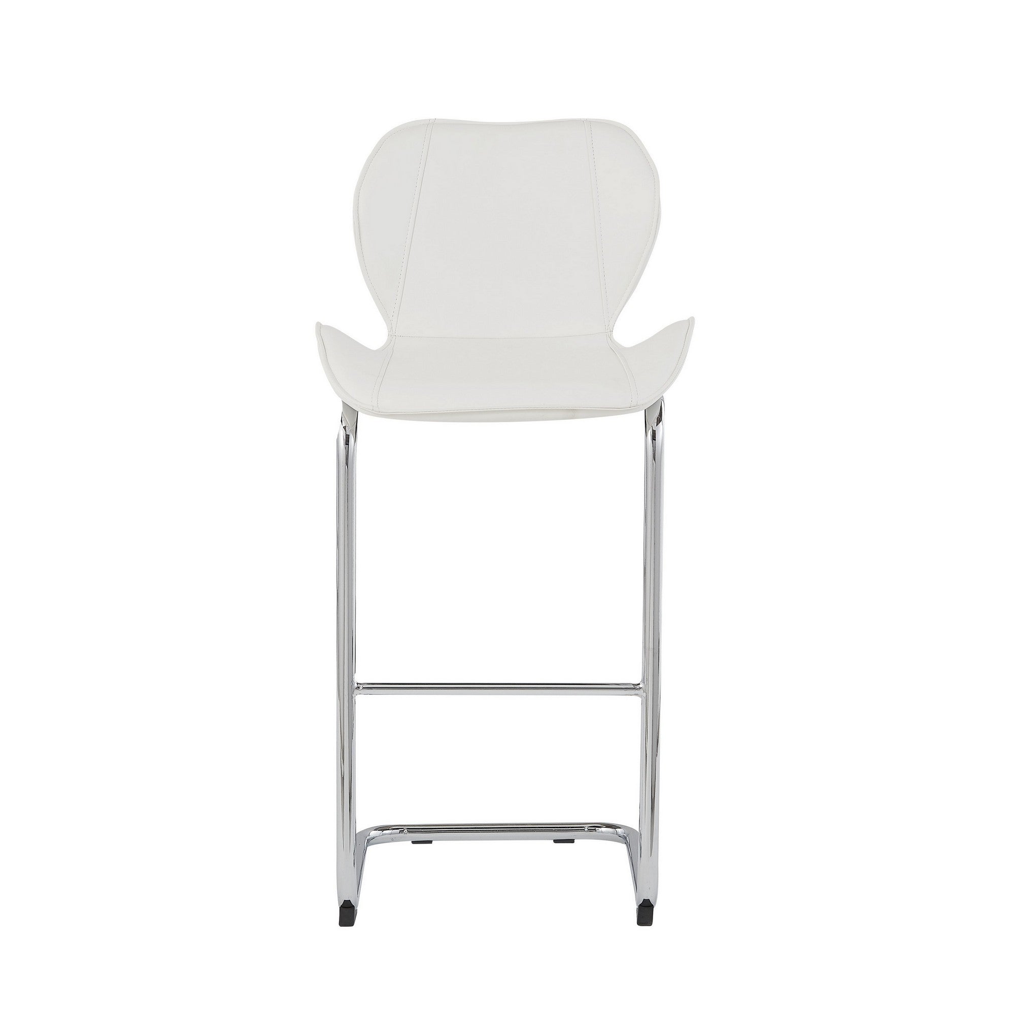 Set of 4 Modern White Barstools with Chrome Legs