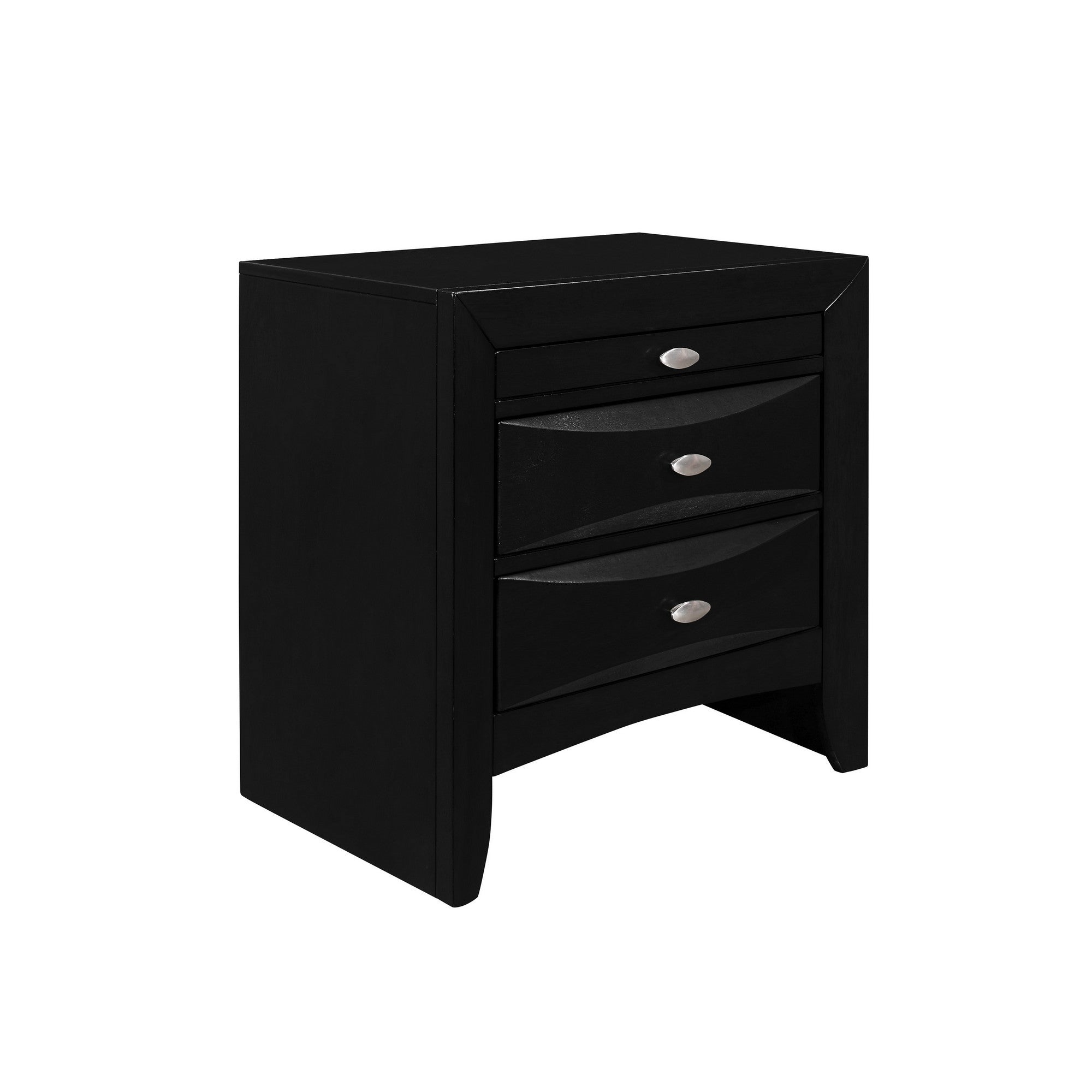 Black Nightstand with 2 Chambered Drawer