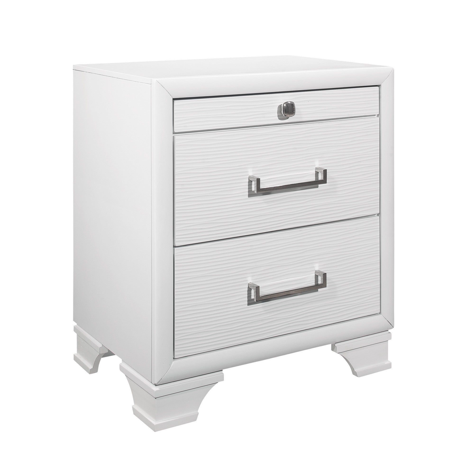 White Nightstand with 3 Drawers