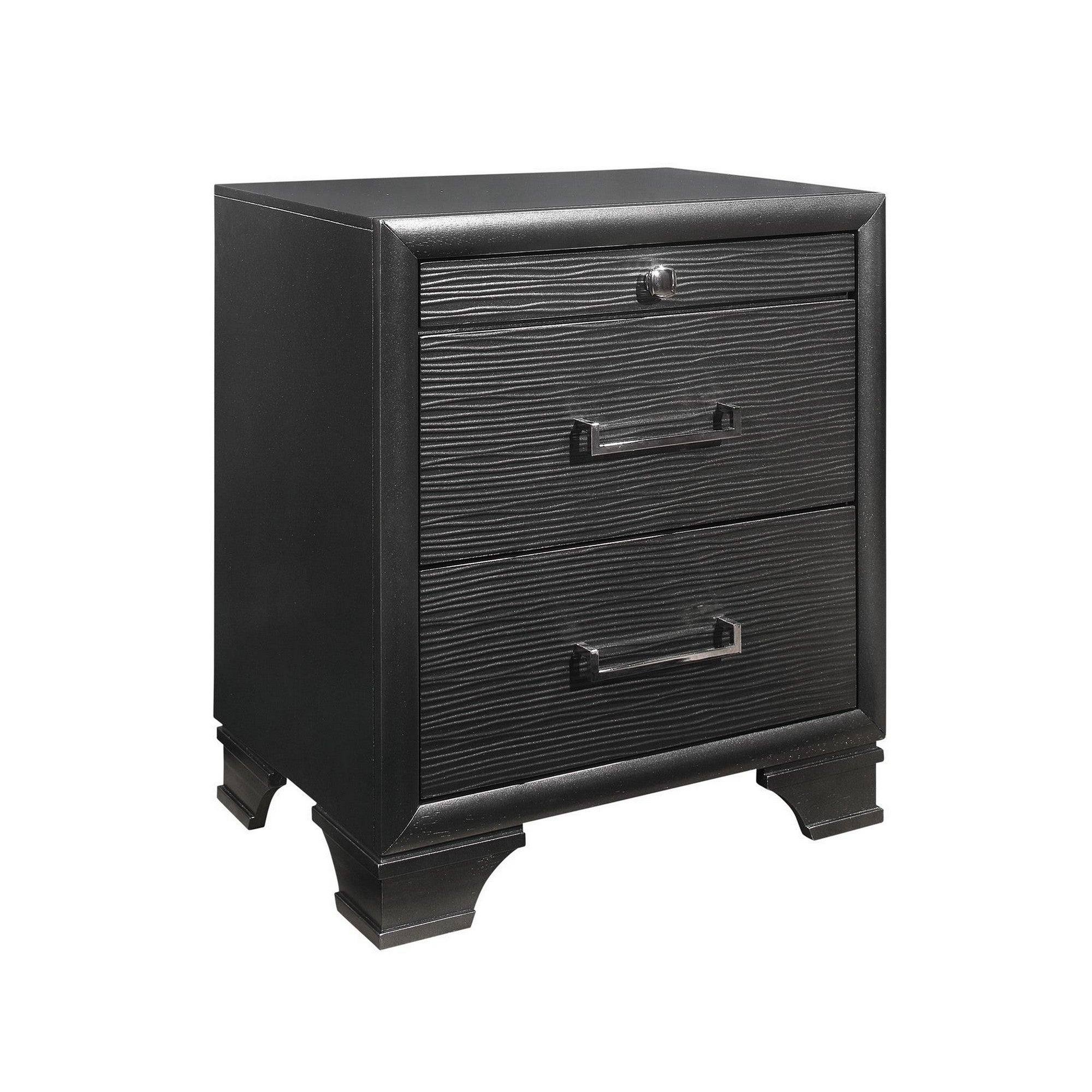 Grey Nightstand with 3 Drawers