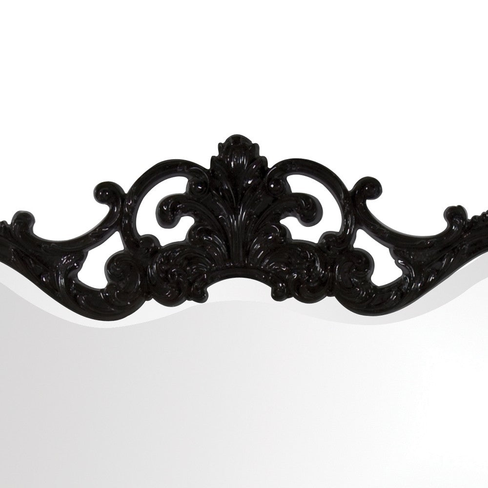 Scallop Mirror with Ornate Black Lacquer Frame