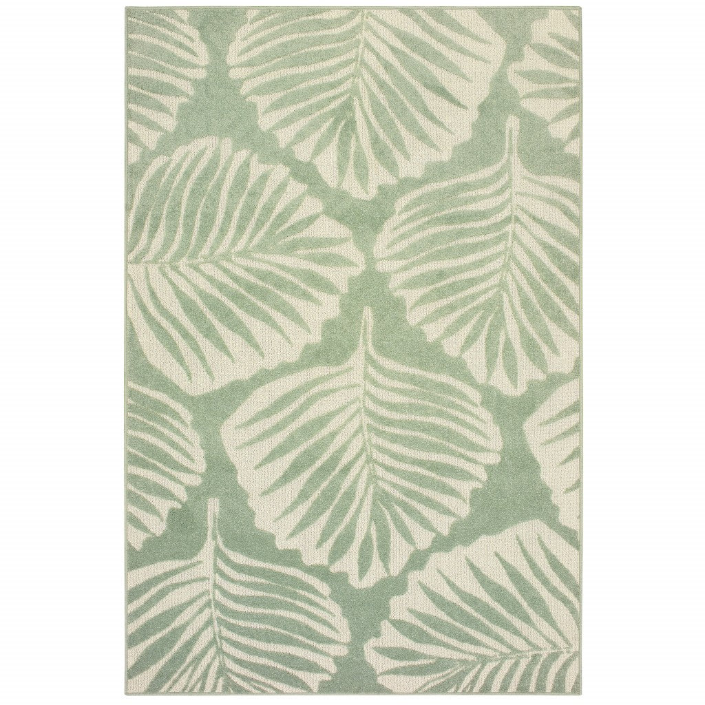 3' x 5' Tropical Light Green Ivory Palms Indoor Outdoor Rug