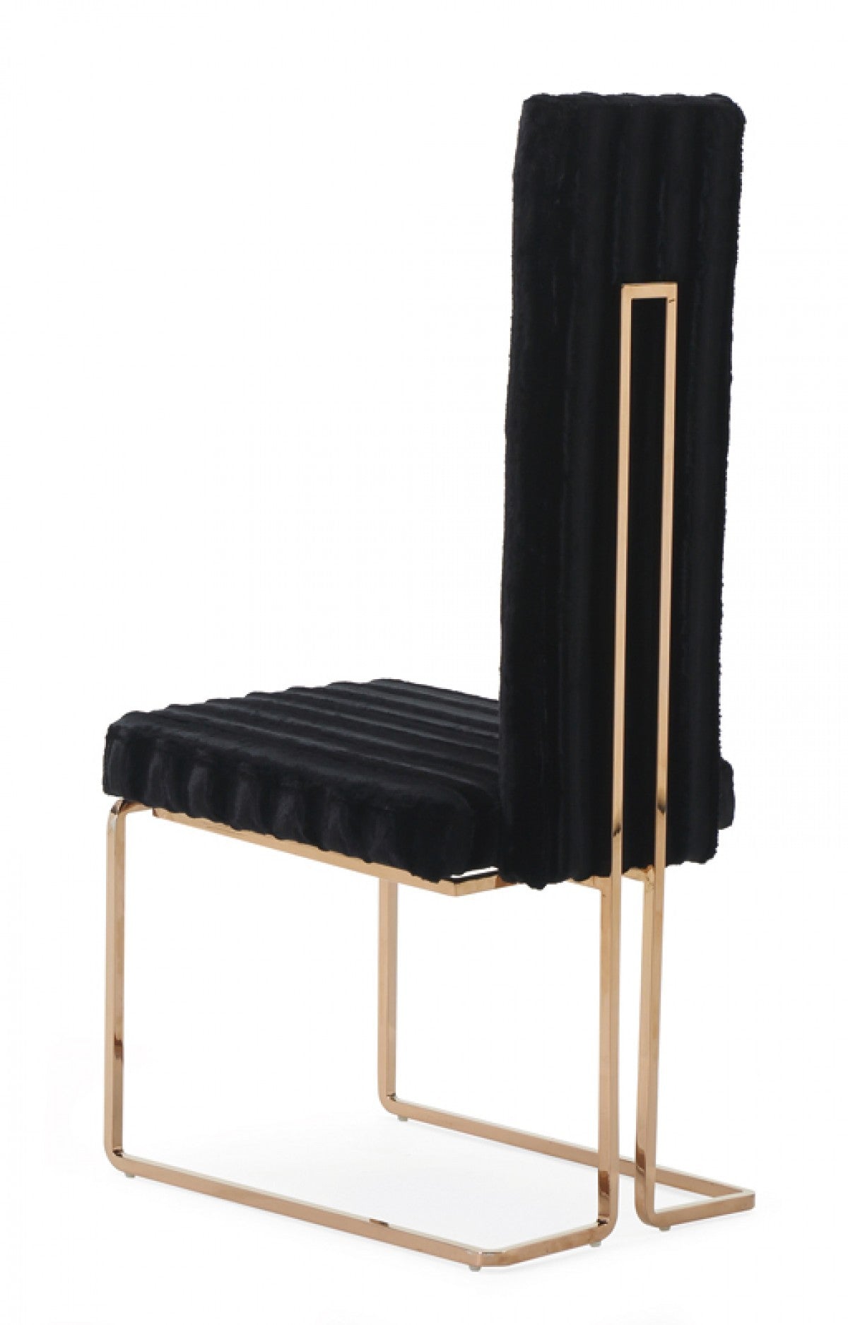 Set of 2 Mod High Back Black and Rose Gold Dining Chairs