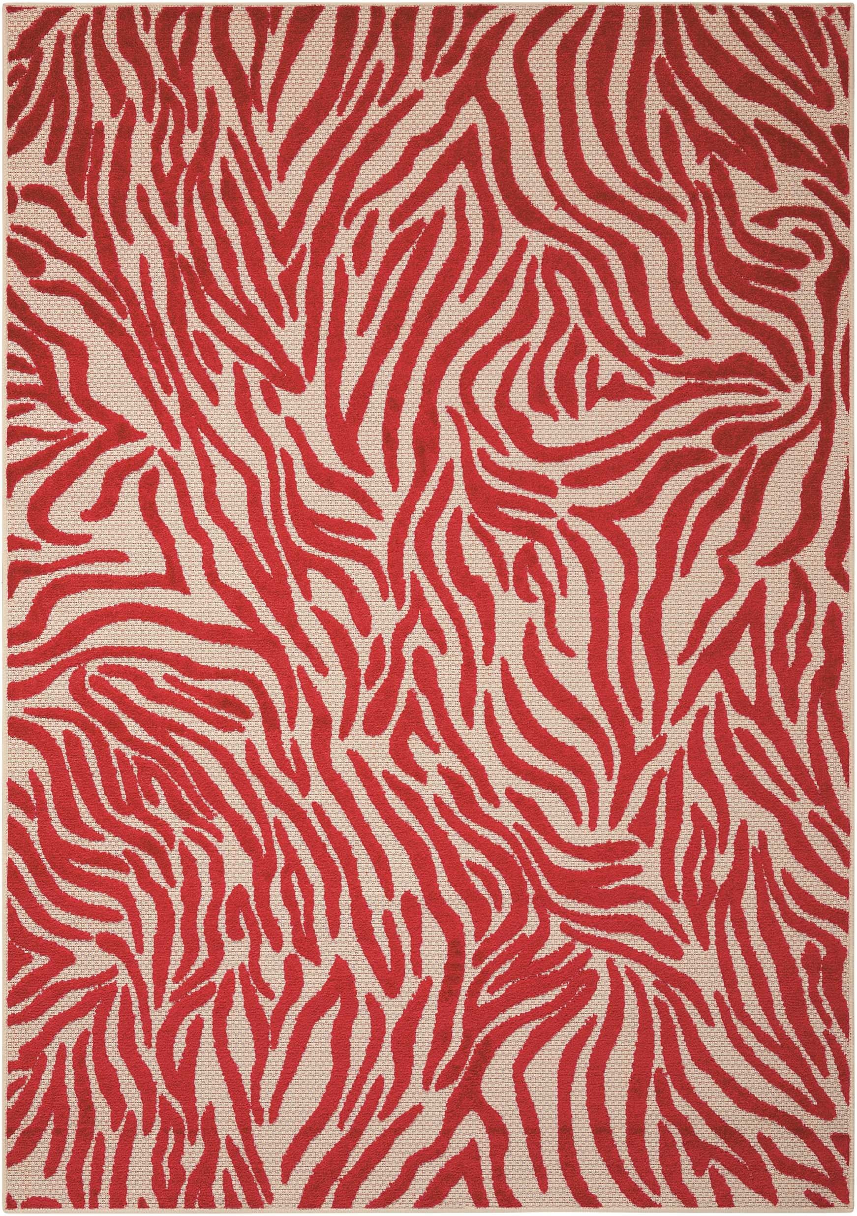 5’ x 8’ Red Zebra Pattern Indoor Outdoor Area Rug