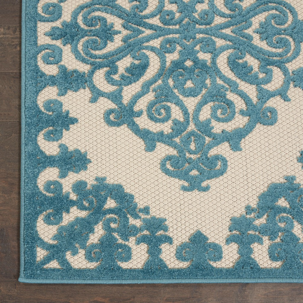 3’ x 4’ Aqua Medallion Indoor Outdoor Area Rug